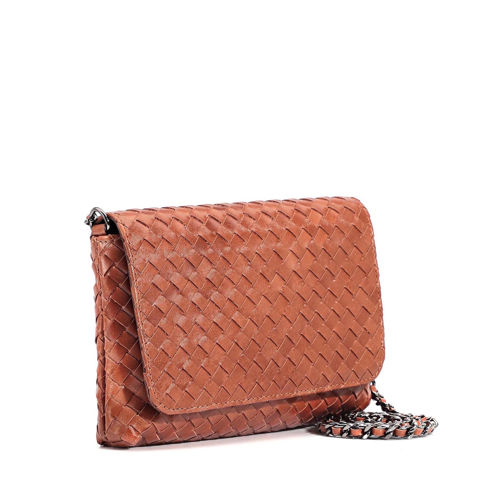 Bolsa Transversal Tressê Couro Marrom