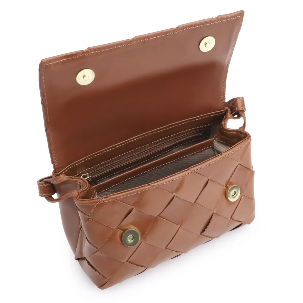 Bolsa Transversal Tressê Couro Marrom - imagem 4