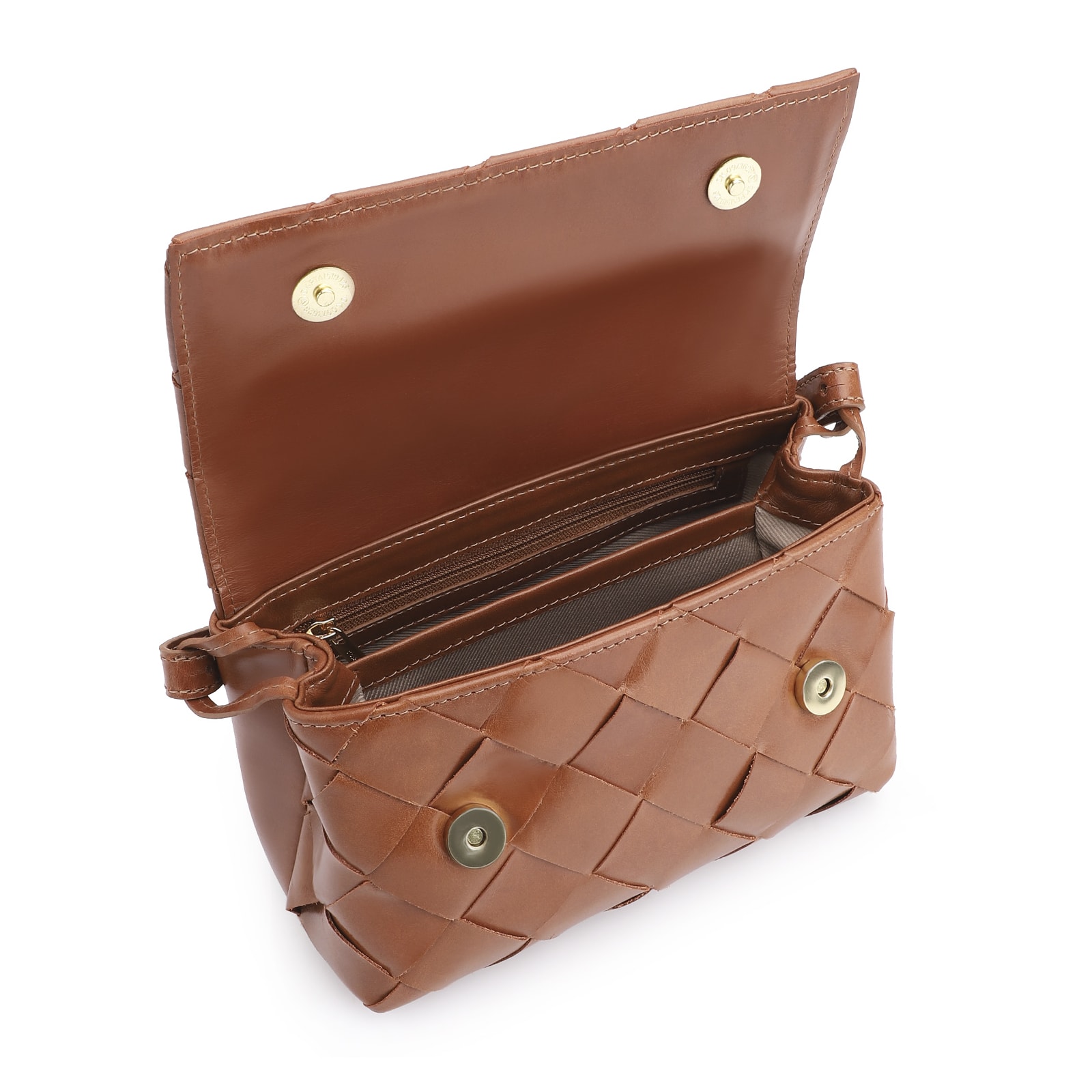 Bolsa Transversal Tressê Couro Marrom