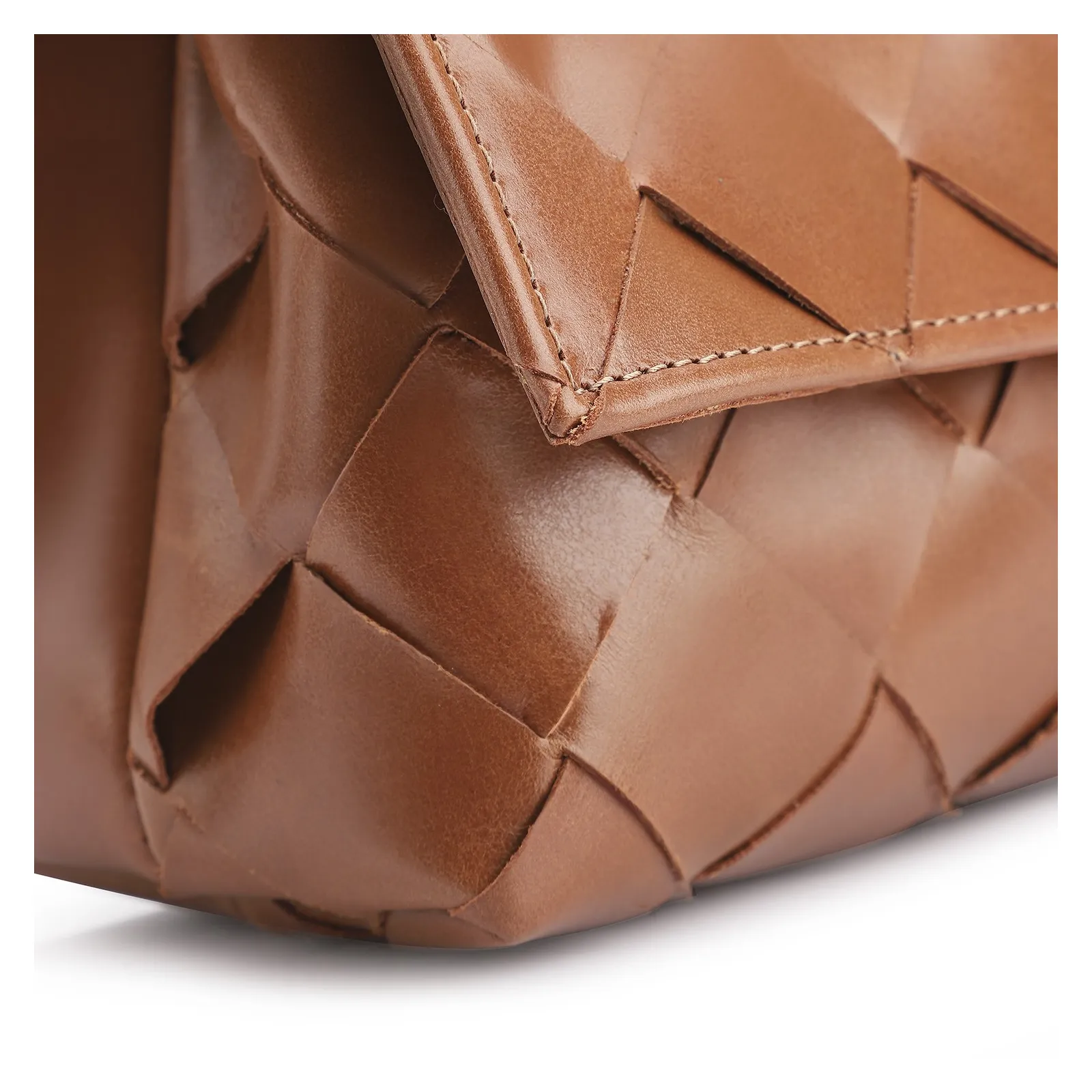 Bolsa Transversal Tressê Couro Marrom