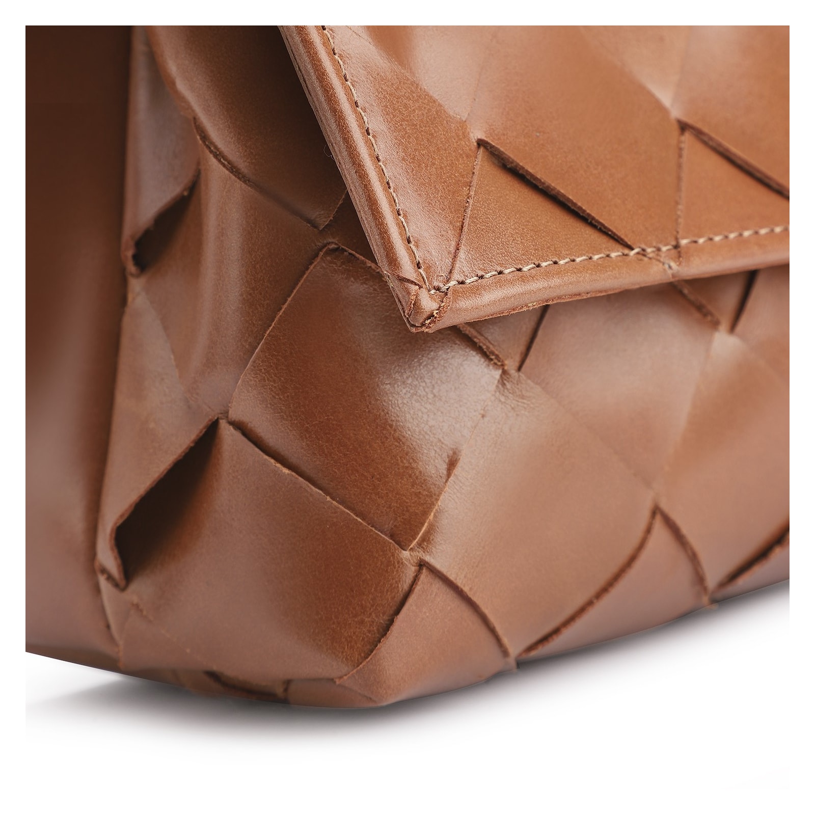Bolsa Transversal Tressê Couro Marrom