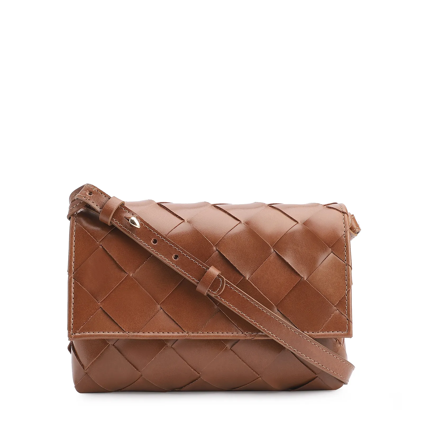 Bolsa Transversal Tressê Couro Marrom