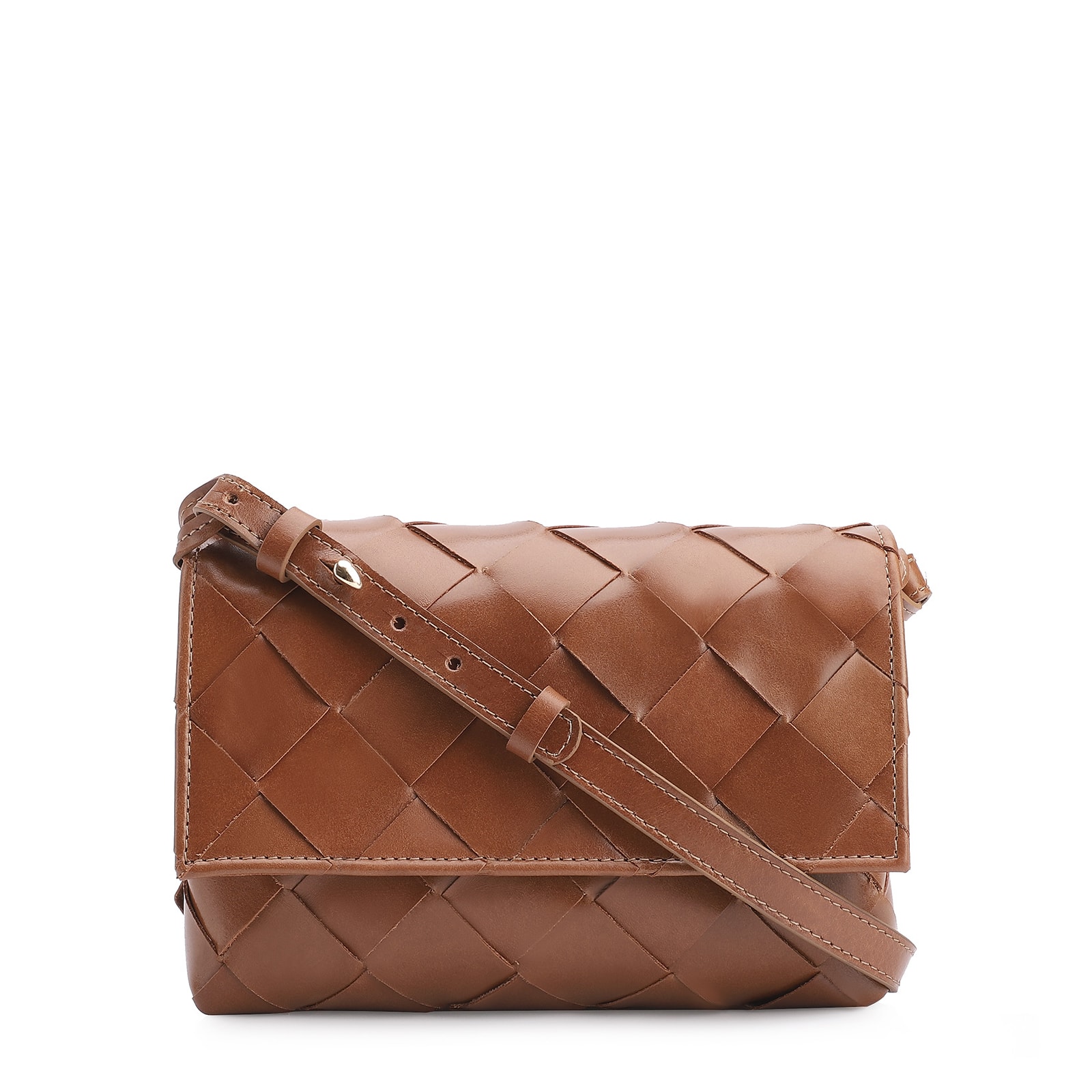 Bolsa Transversal Tressê Couro Marrom