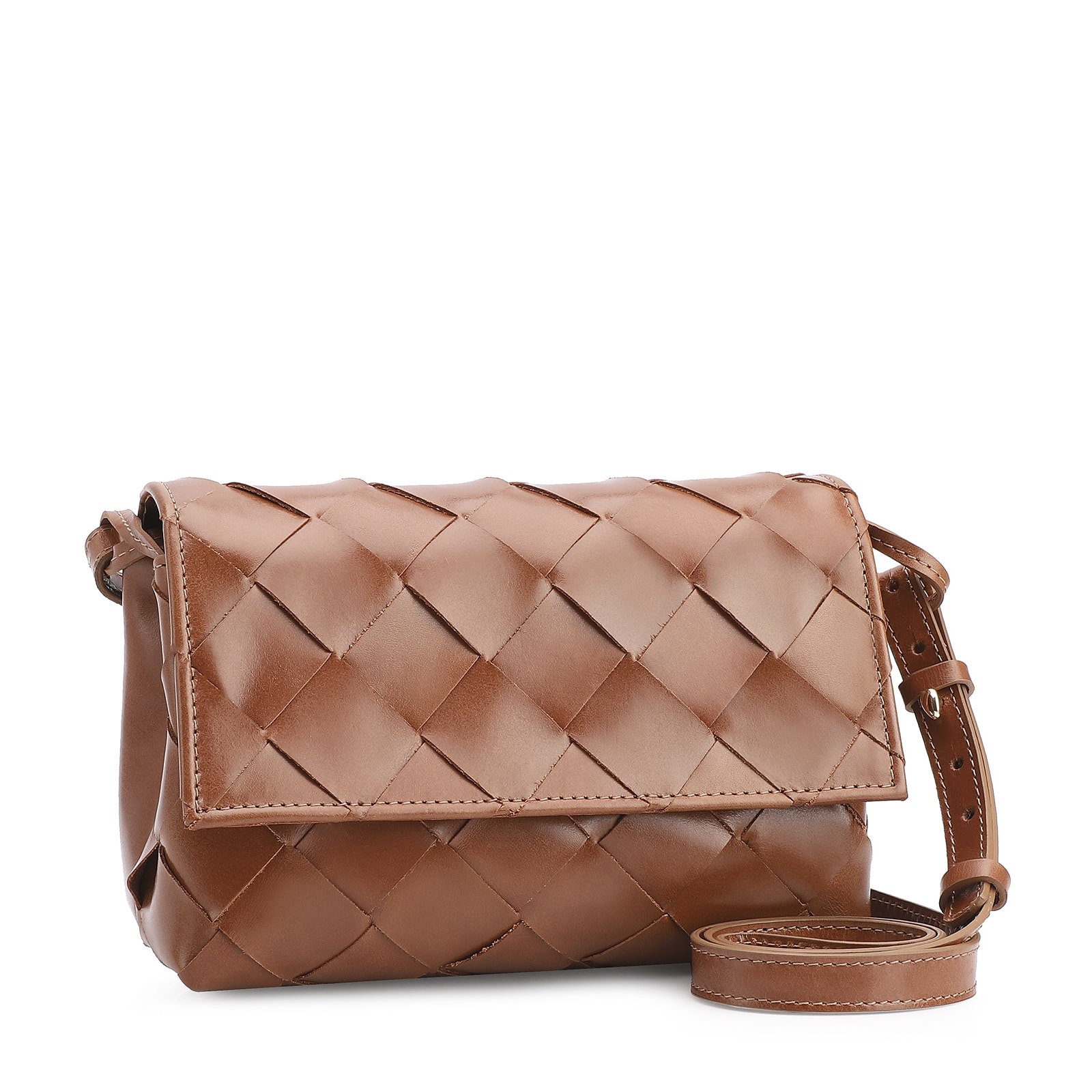 Bolsa Transversal Tressê Couro Marrom