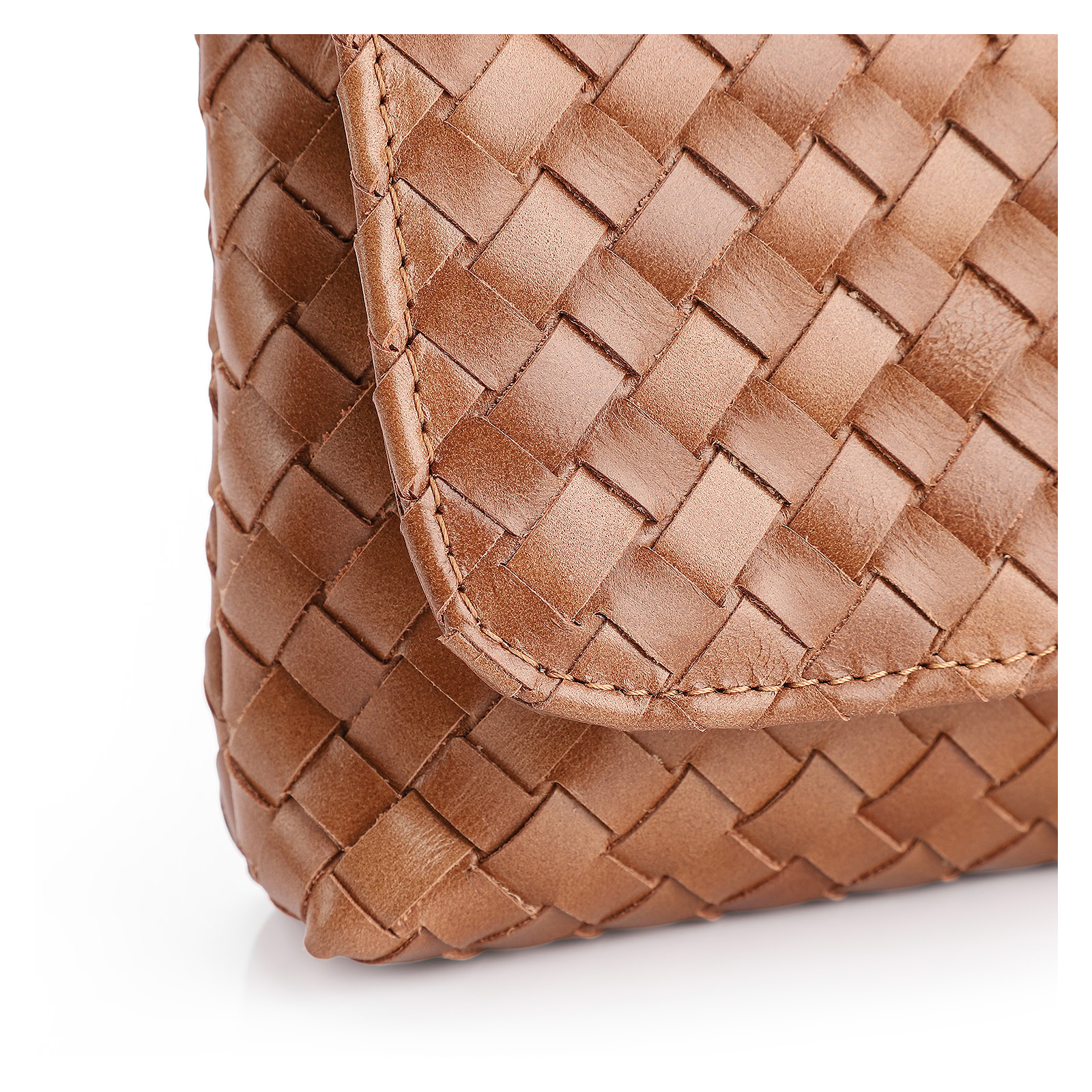 Bolsa Transversal Tressê Couro Marrom