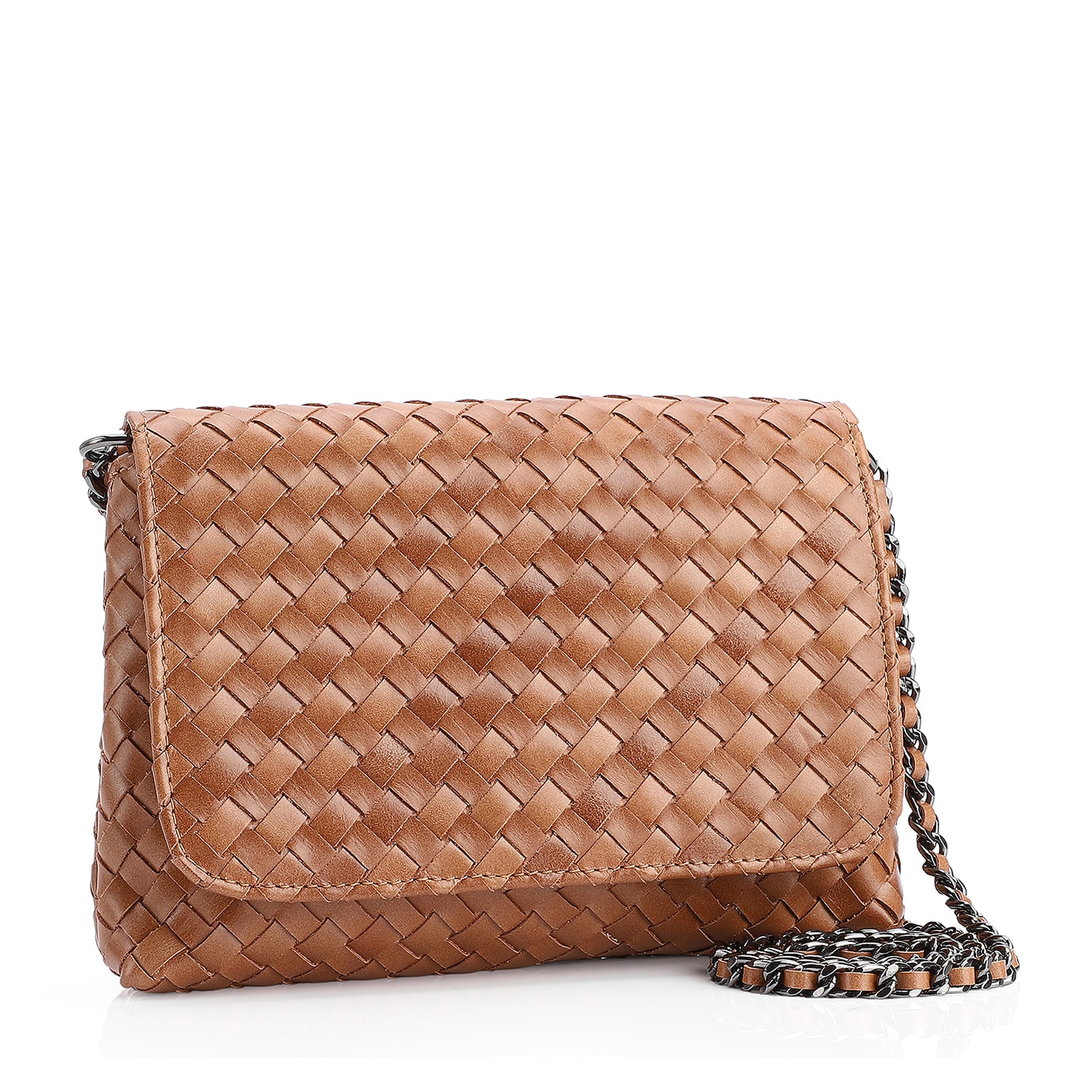 Bolsa Transversal Tressê Couro Marrom