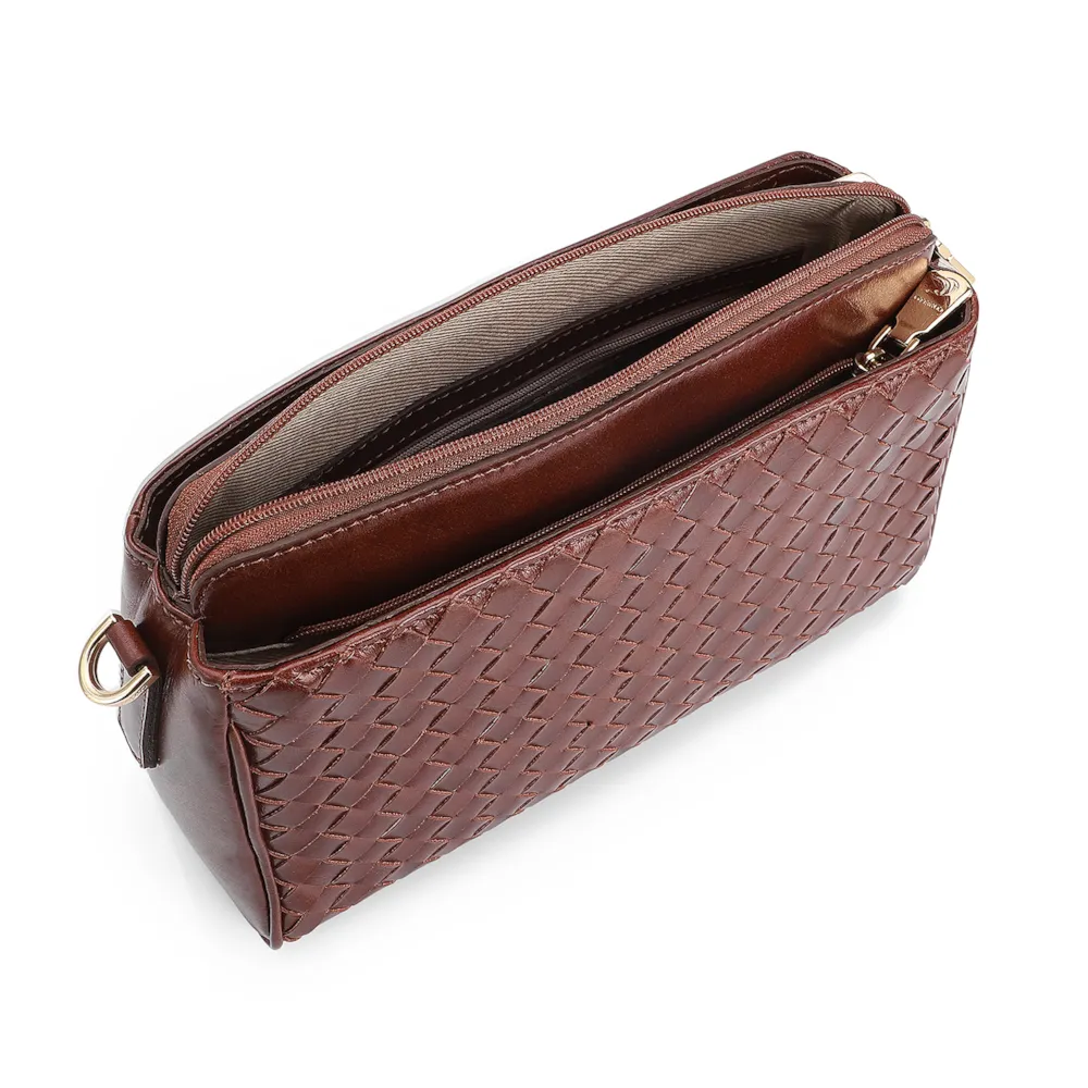 Bolsa Transversal Tressê Couro Marrom - imagem 4