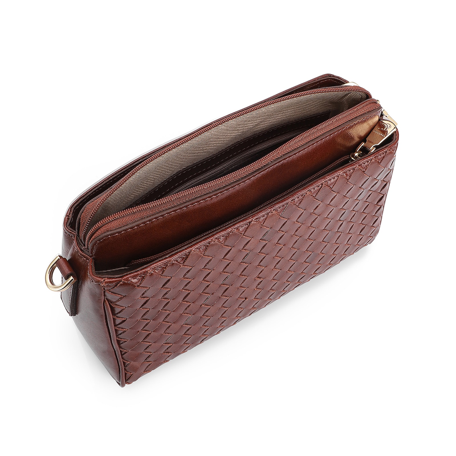 Bolsa Transversal Tressê Couro Marrom