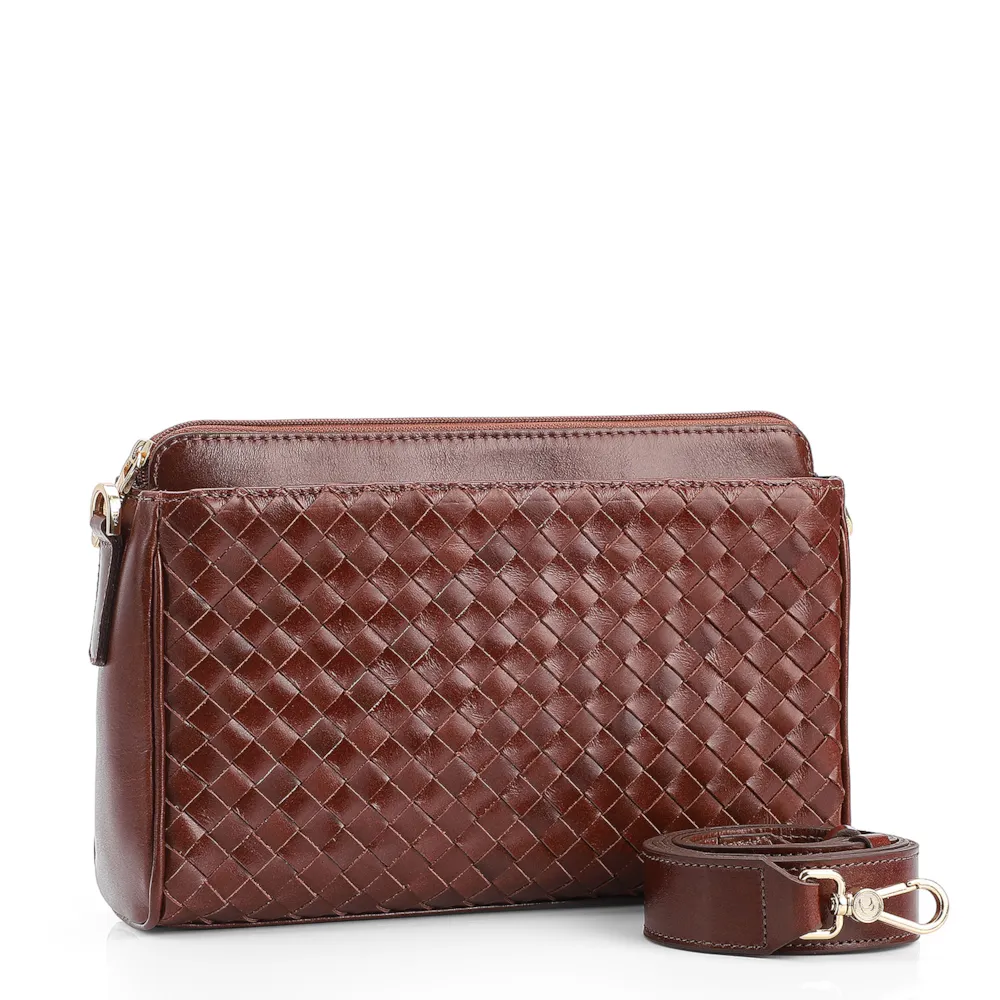Bolsa Transversal Tressê Couro Marrom - imagem 2