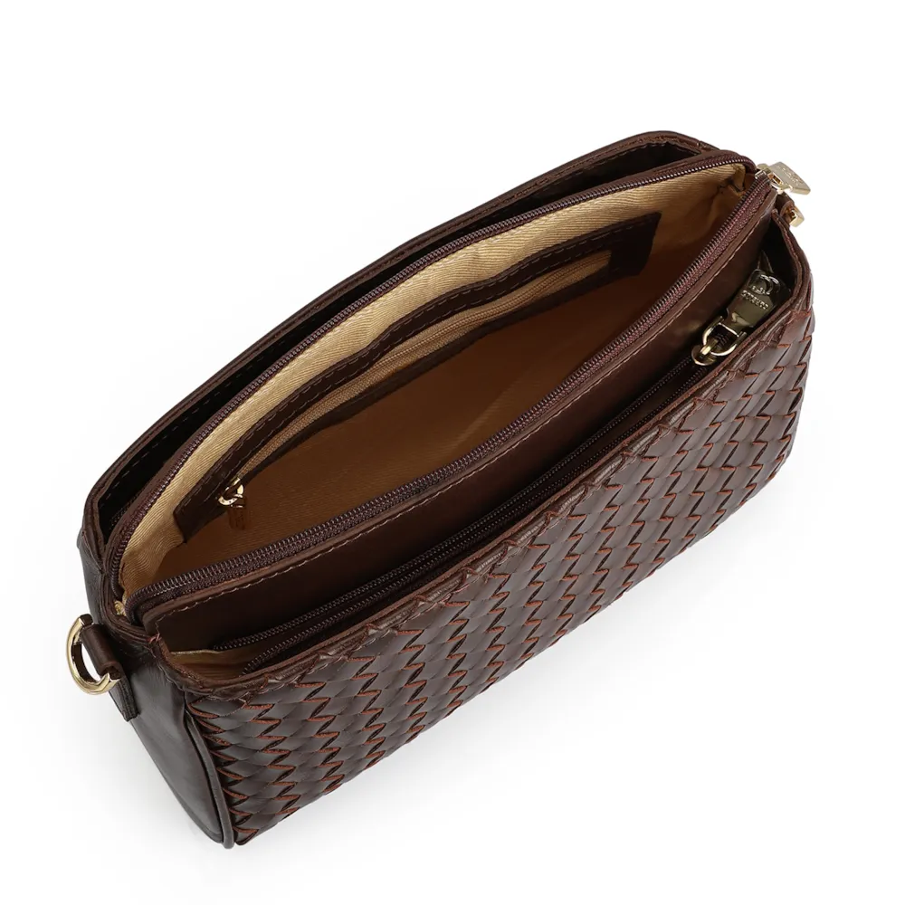 Bolsa Transversal Tressê Couro Marrom - imagem 4