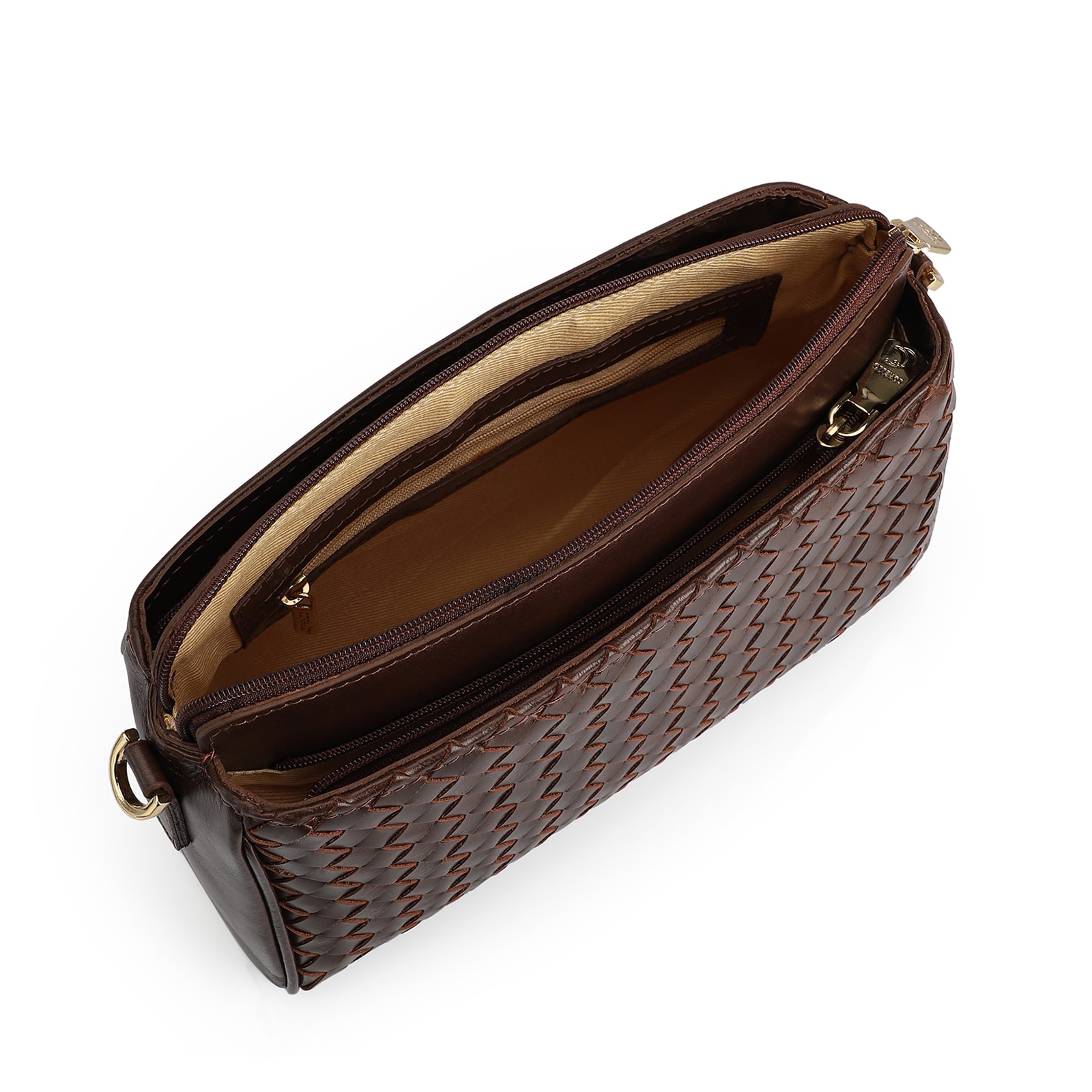 Bolsa Transversal Tressê Couro Marrom