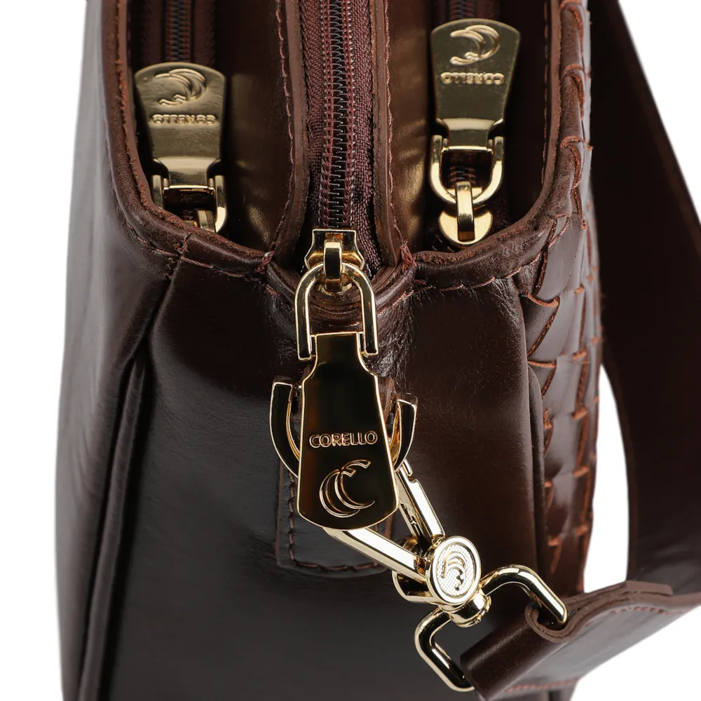 Bolsa Transversal Tressê Couro Marrom - imagem 6