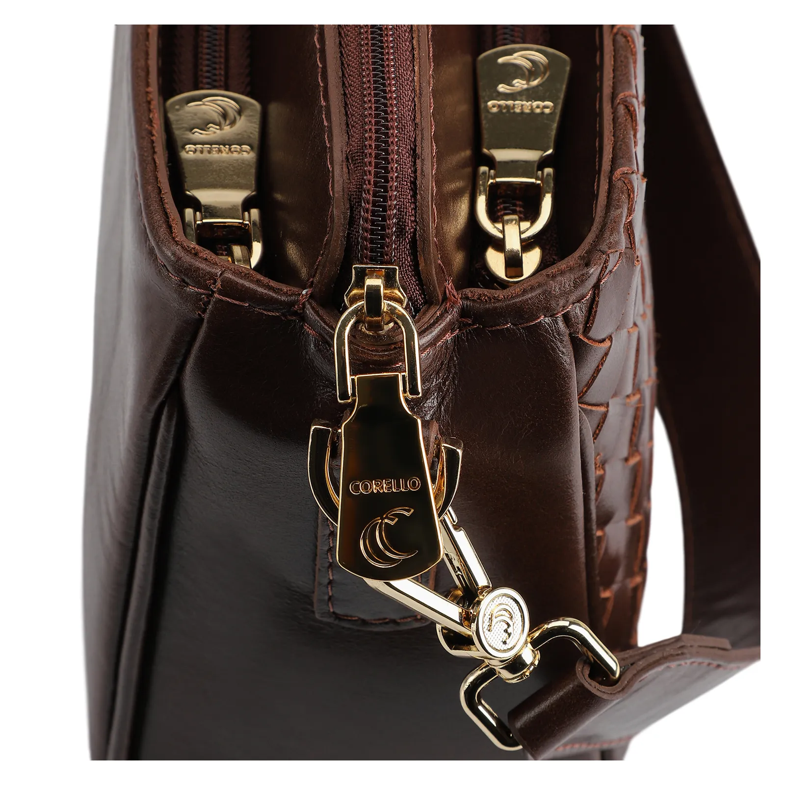 Bolsa Transversal Tressê Couro Marrom