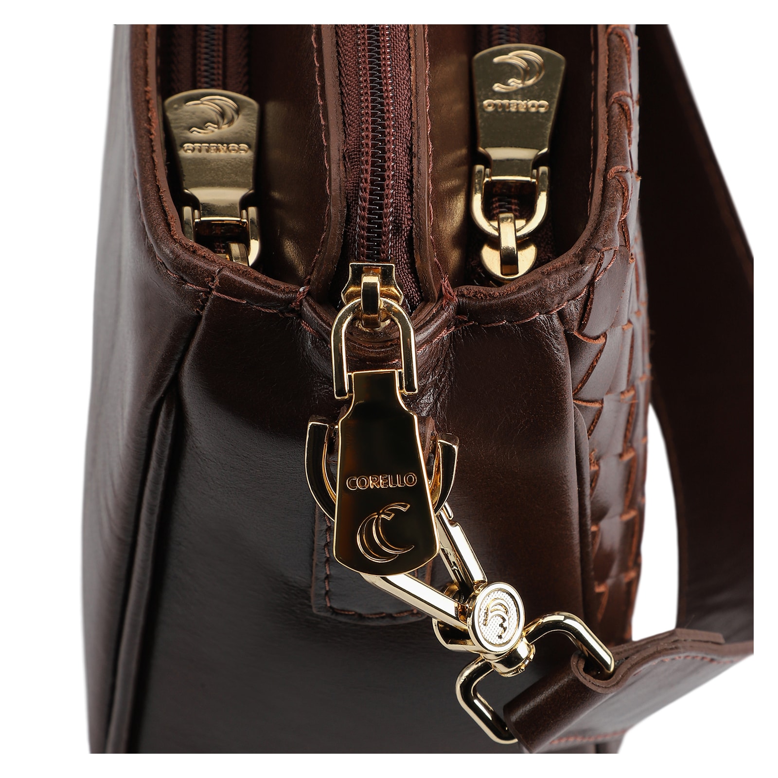 Bolsa Transversal Tressê Couro Marrom
