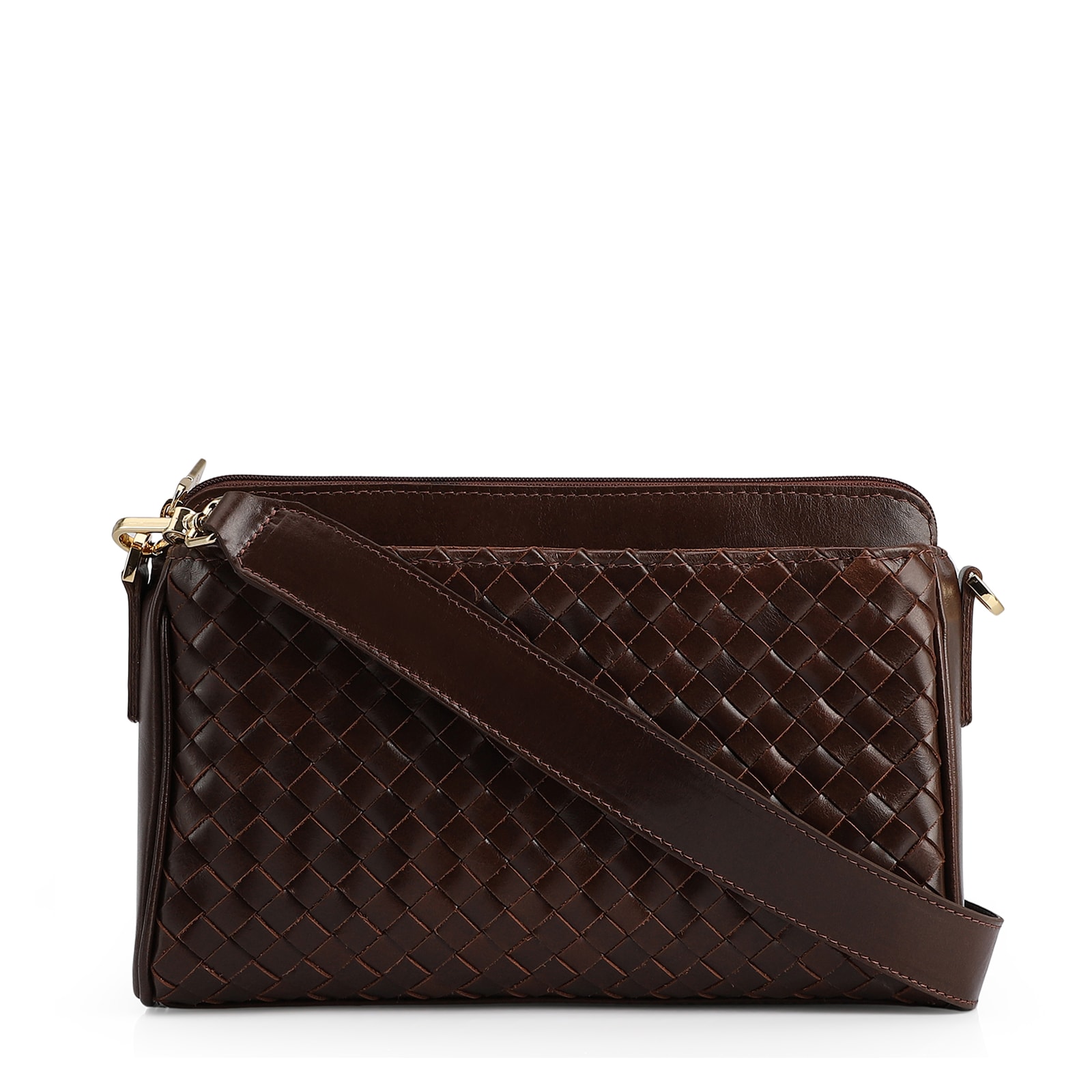 Bolsa Transversal Tressê Couro Marrom