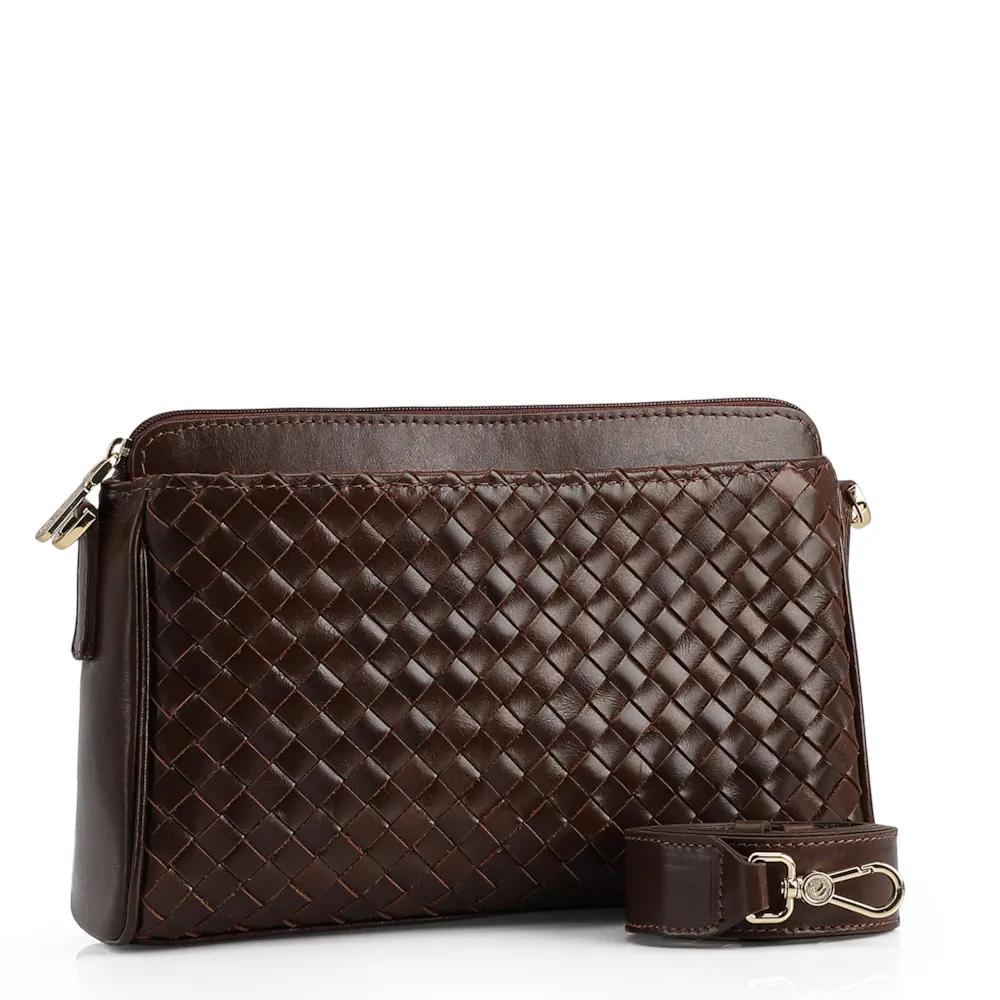 Bolsa Transversal Tressê Couro Marrom - imagem 2