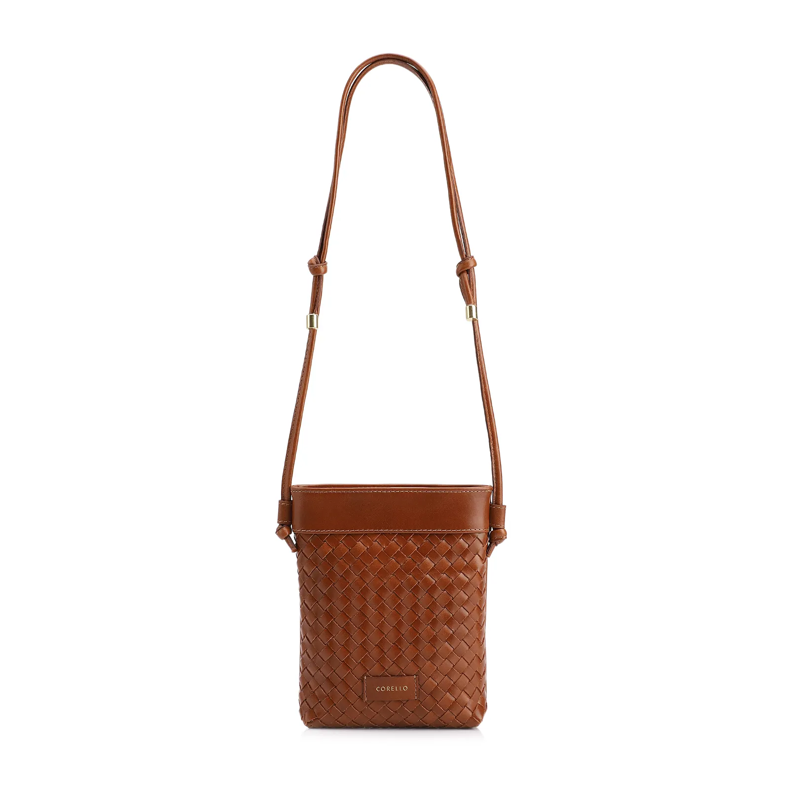 Bolsa Transversal Tressê Couro Marrom Claro