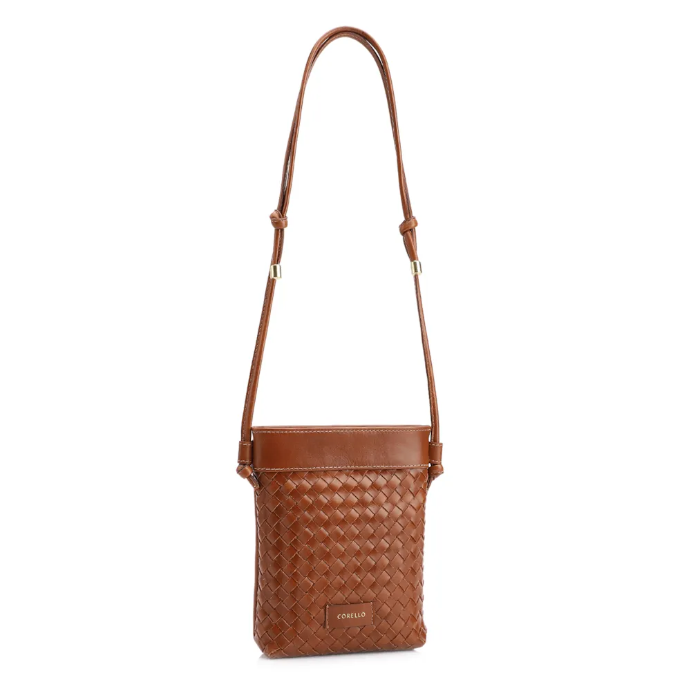Bolsa Transversal Tressê Couro Marrom Claro - imagem 3