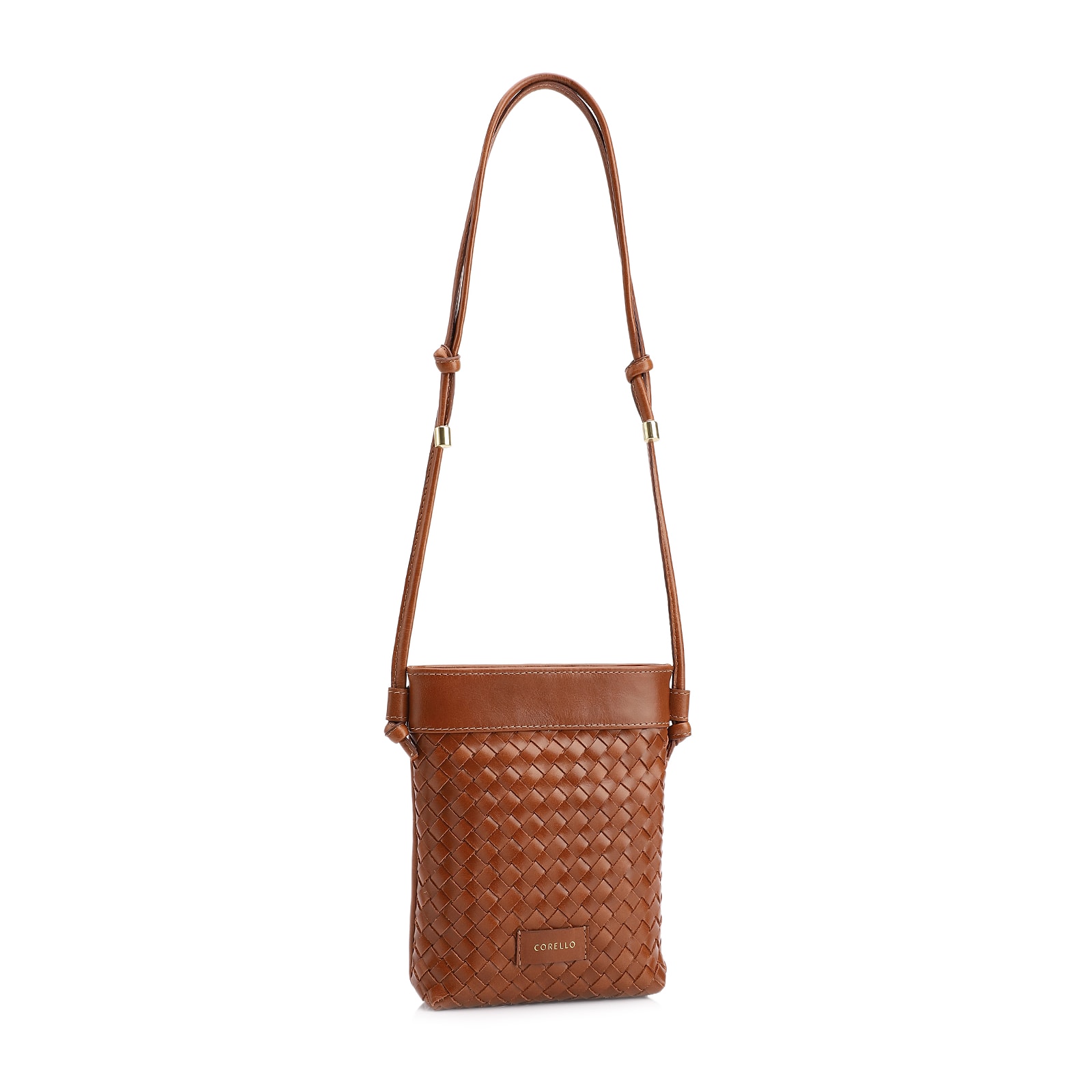 Bolsa Transversal Tressê Couro Marrom Claro