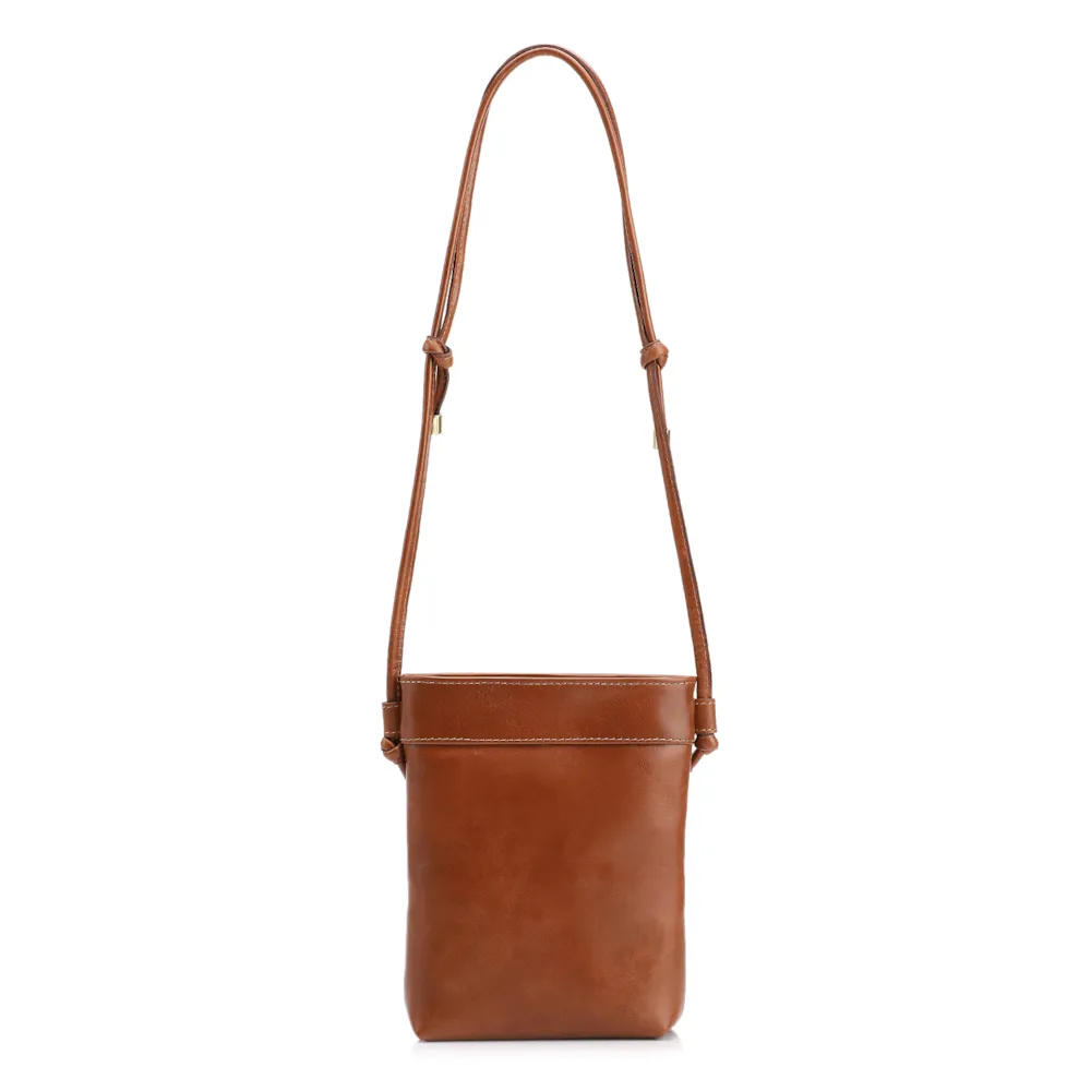 Bolsa Transversal Tressê Couro Marrom Claro - imagem 4