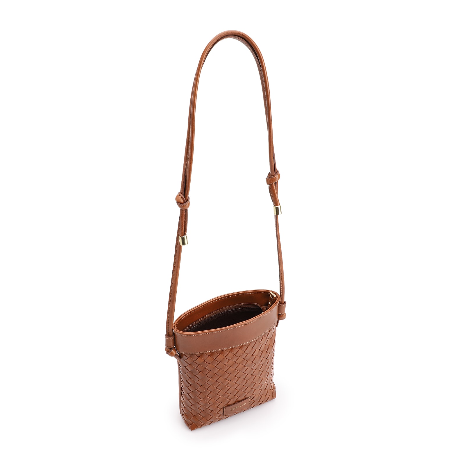 Bolsa Transversal Tressê Couro Marrom Claro