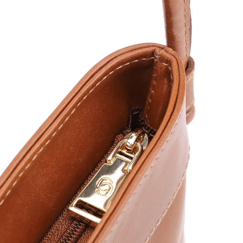 Bolsa Transversal Tressê Couro Marrom Claro - imagem 6