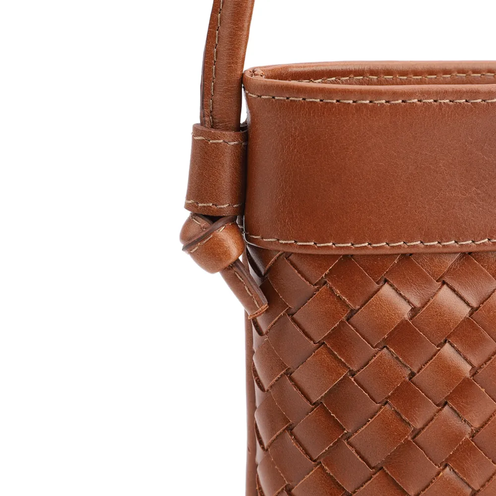 Bolsa Transversal Tressê Couro Marrom Claro - imagem 9