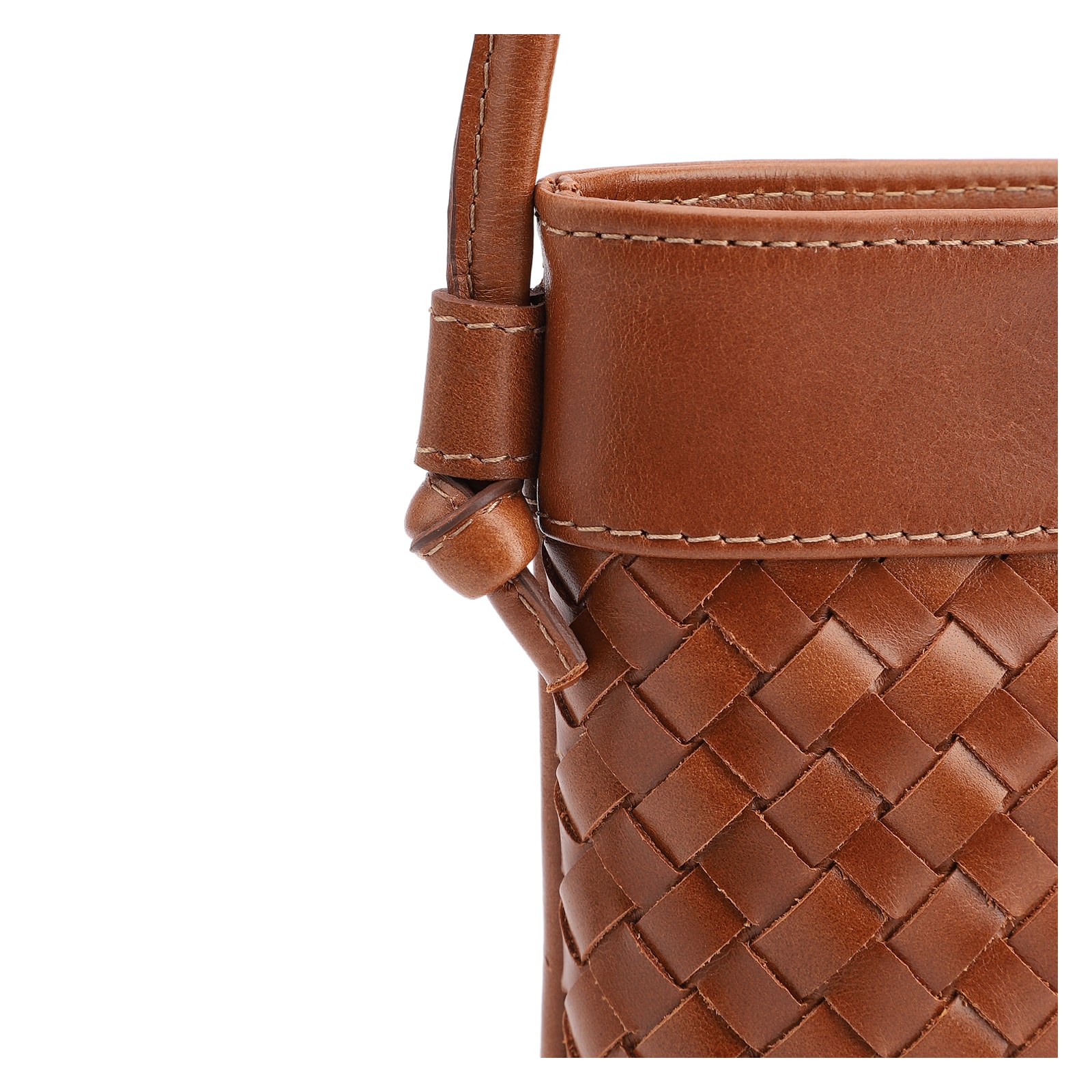 Bolsa Transversal Tressê Couro Marrom Claro