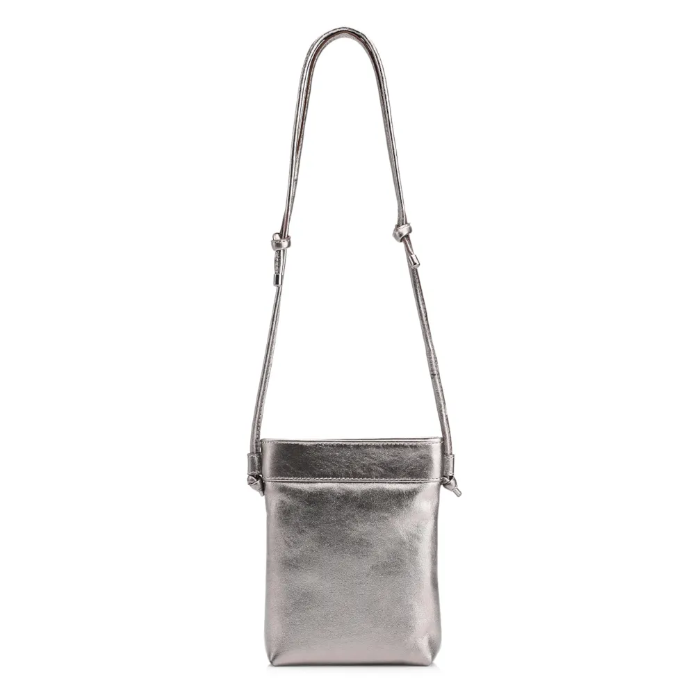 Bolsa Transversal Tressê Couro Metal Prata - imagem 3