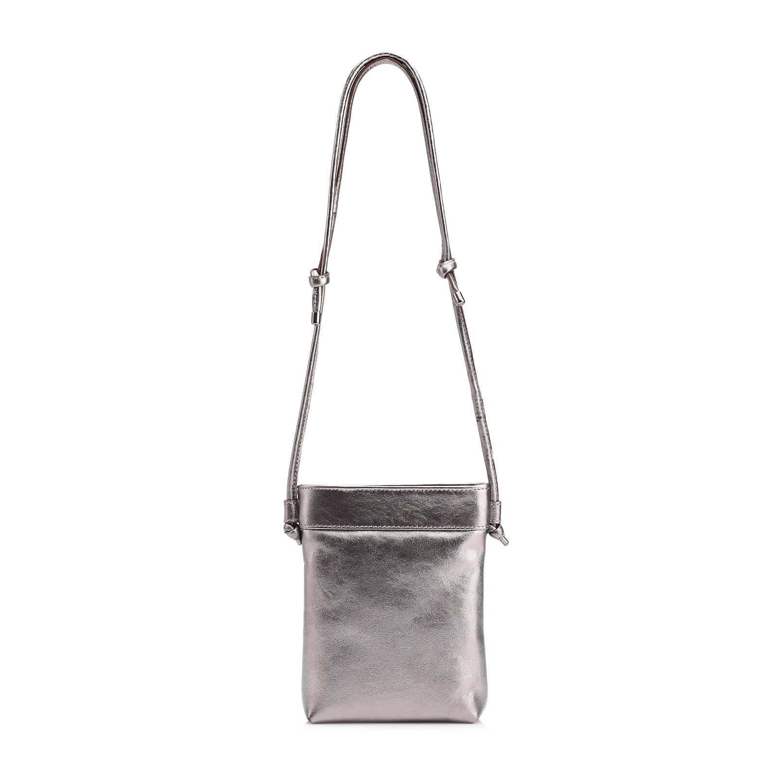 Bolsa Transversal Tressê Couro Metal Prata