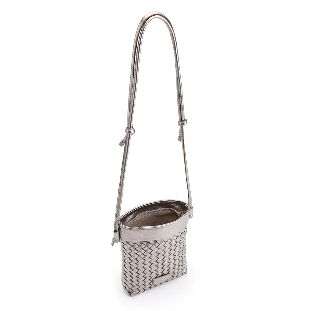 Bolsa Transversal Tressê Couro Metal Prata - imagem 4