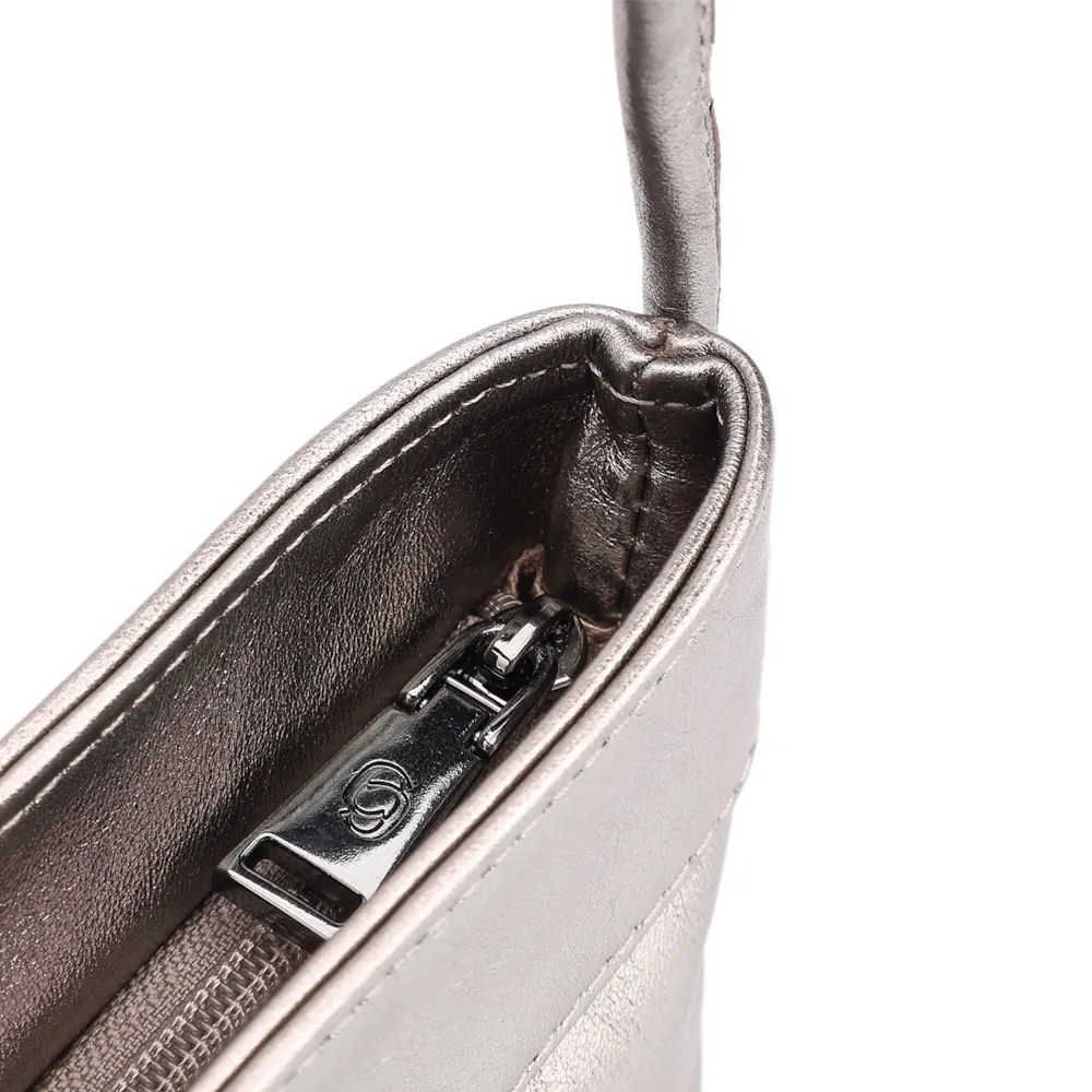 Bolsa Transversal Tressê Couro Metal Prata - imagem 5
