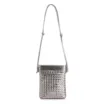 Bolsa Transversal Tressê Couro Metal Prata - imagem 1