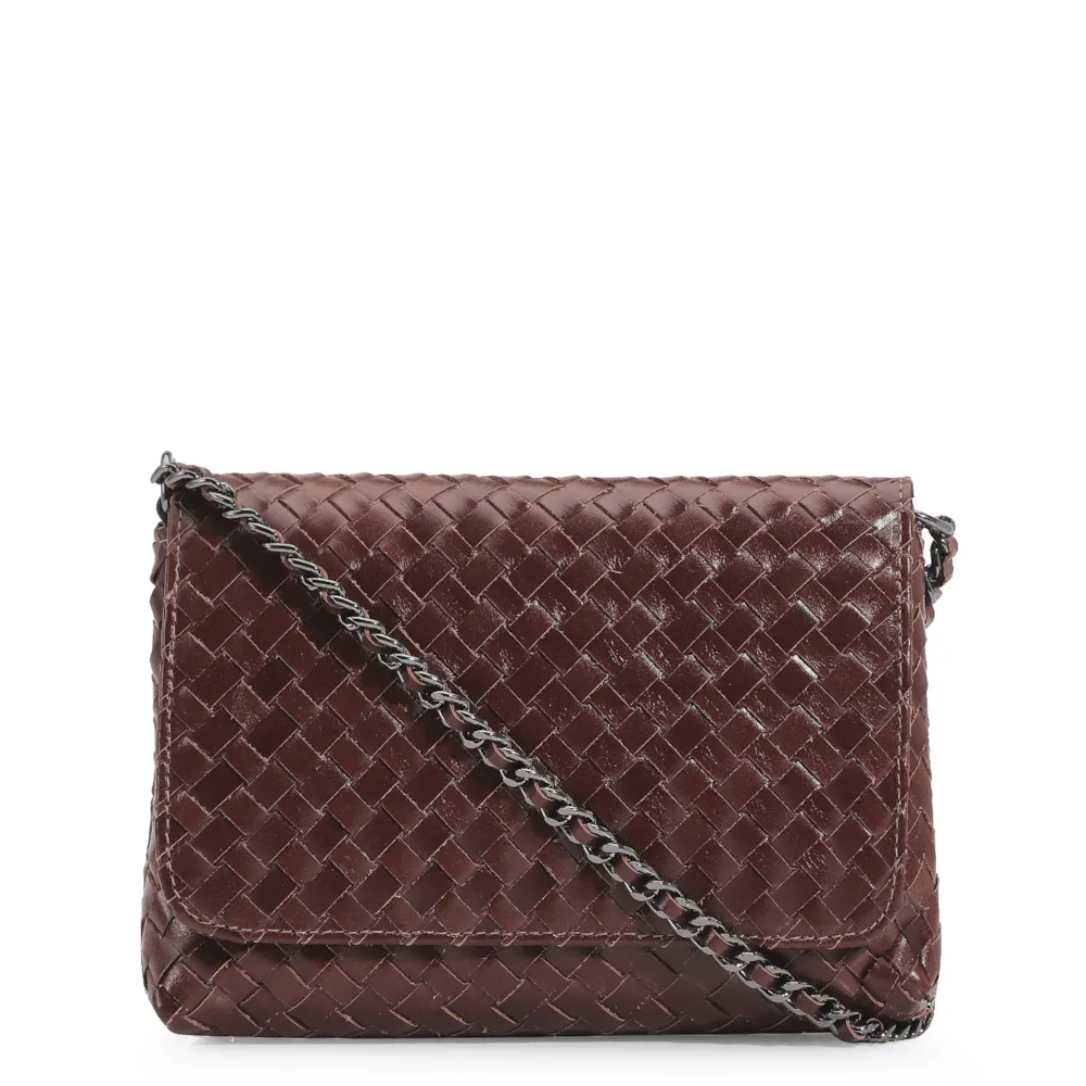 Bolsa Transversal Tressê Couro Mogno