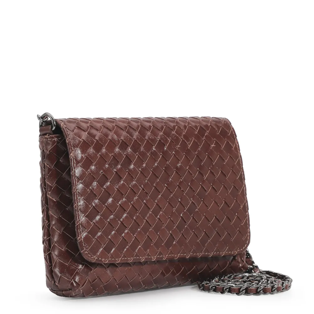 Bolsa Transversal Tressê Couro Mogno - imagem 2