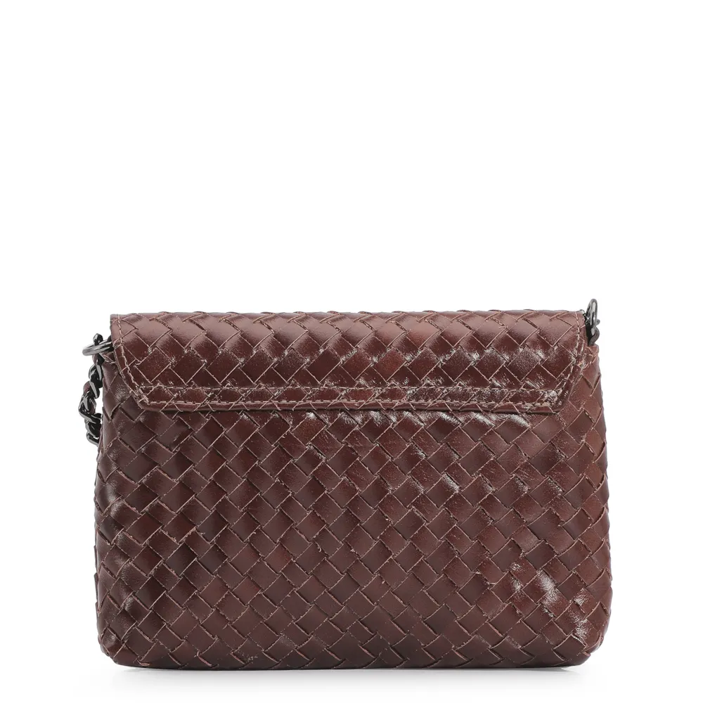 Bolsa Transversal Tressê Couro Mogno - imagem 3