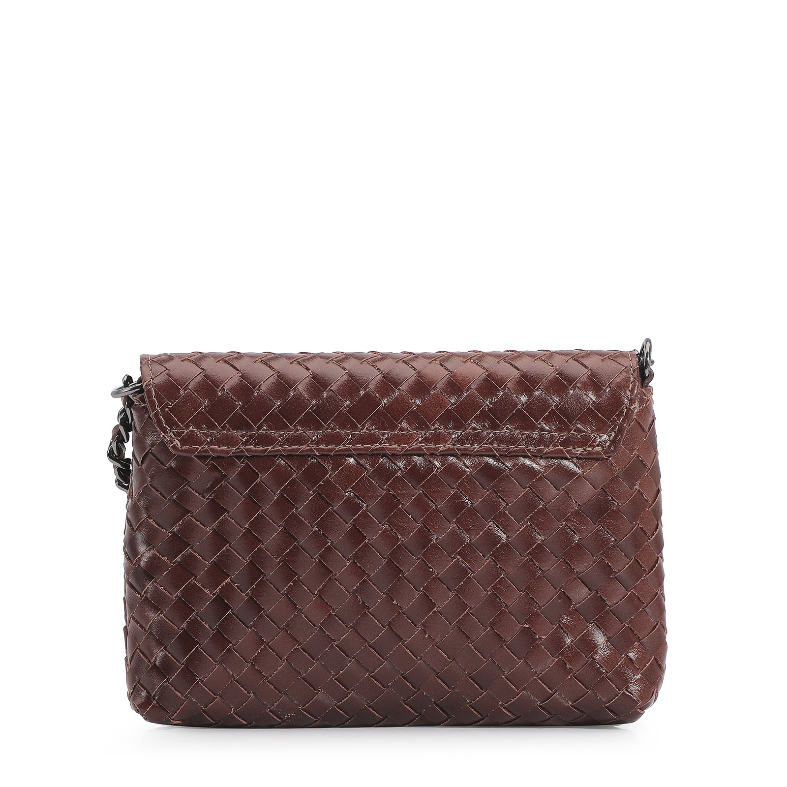 Bolsa Transversal Tressê Couro Mogno