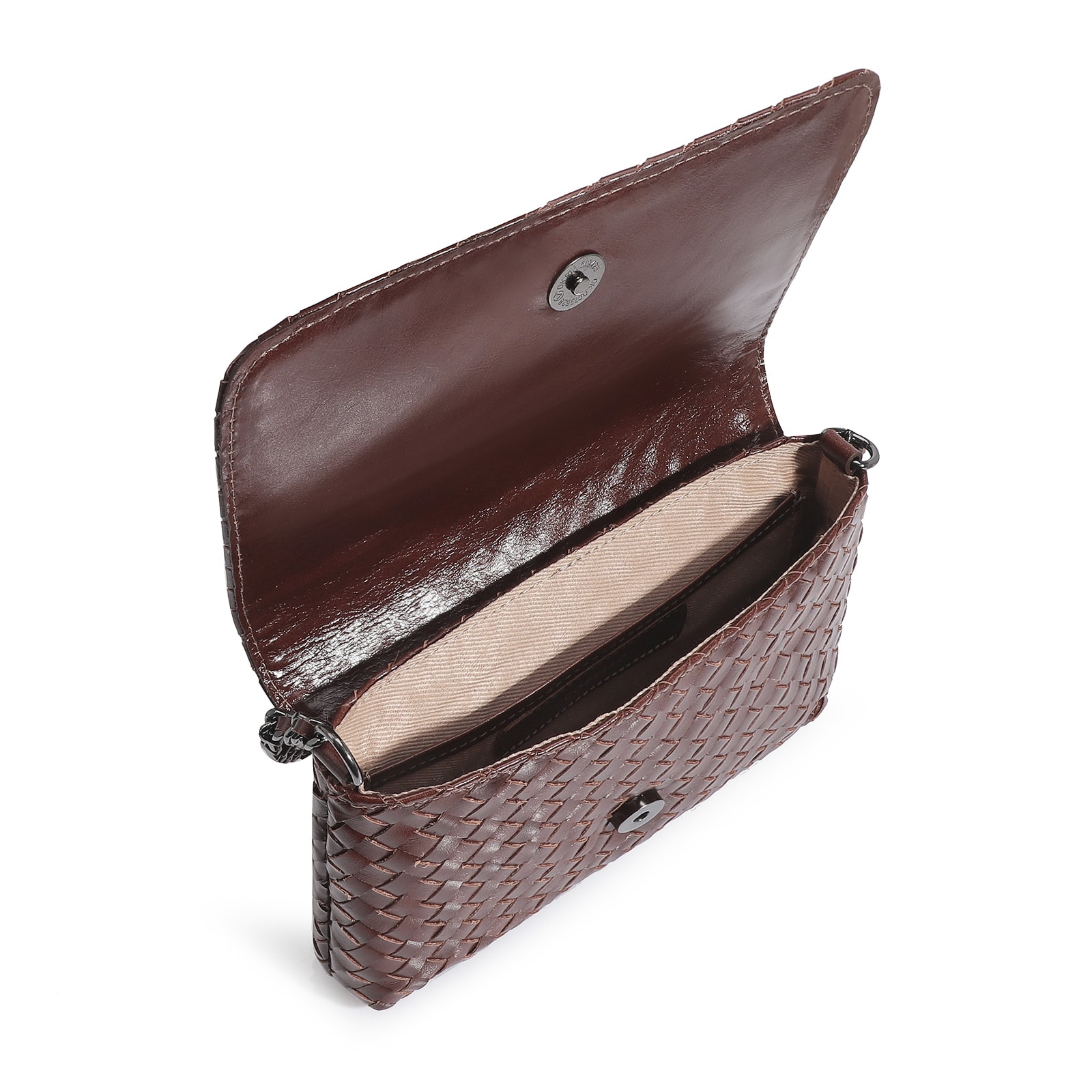 Bolsa Transversal Tressê Couro Mogno