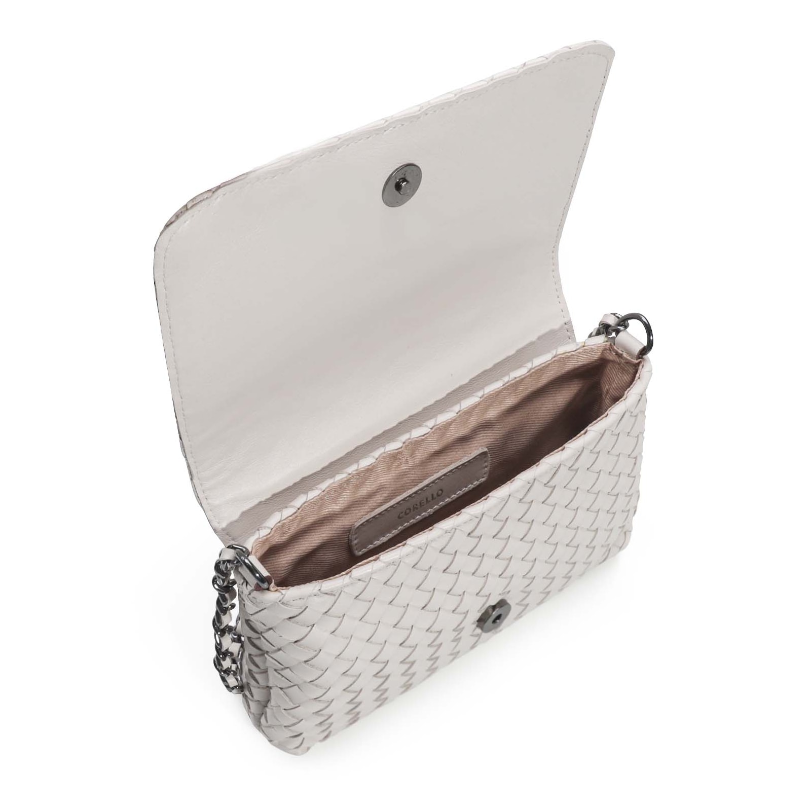Bolsa Transversal Tressê Couro Off White