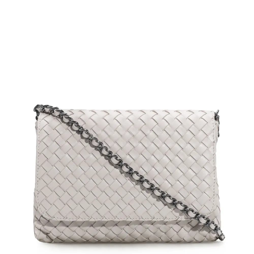 Bolsa Transversal Tressê Couro Off White