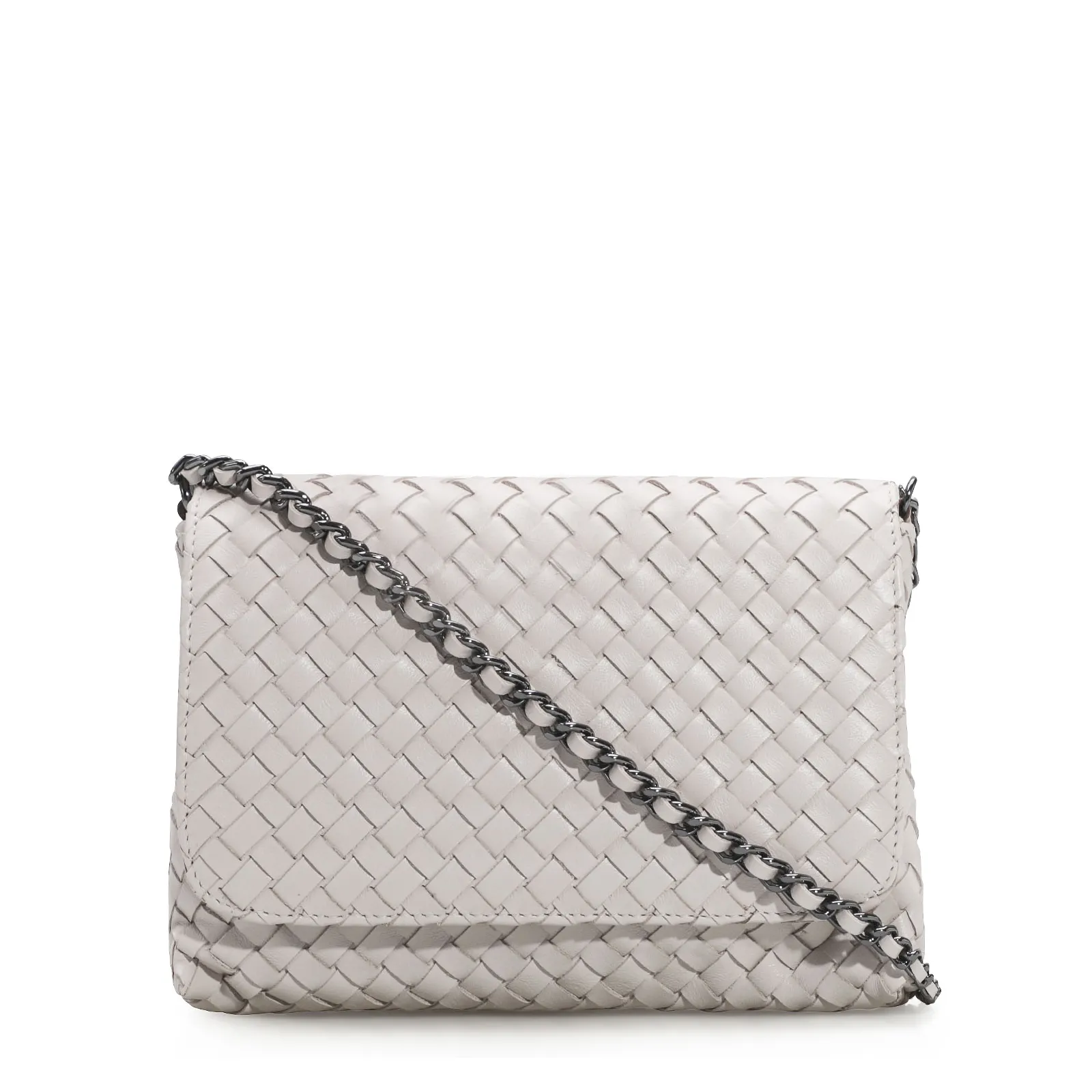 Bolsa Transversal Tressê Couro Off White