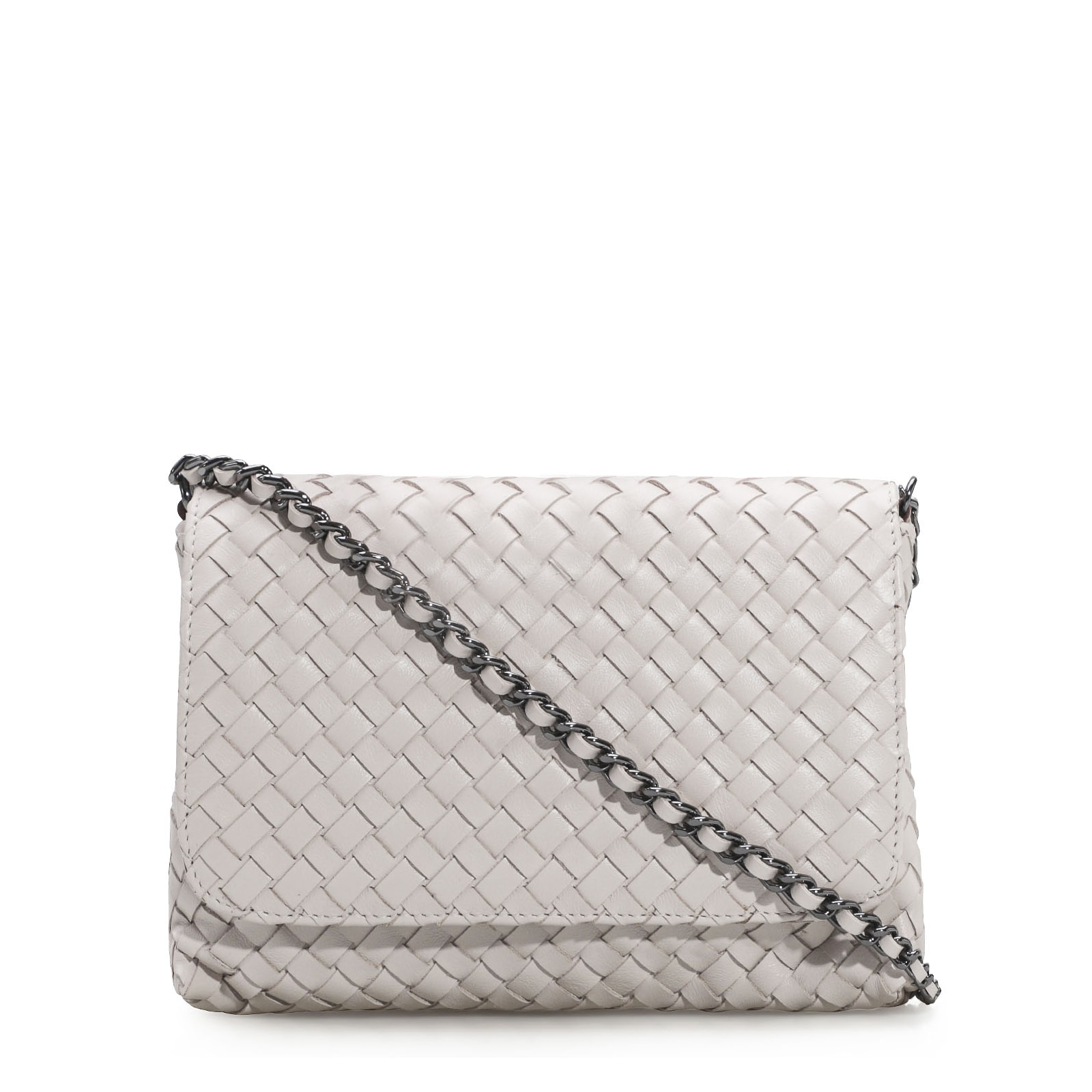 Bolsa Transversal Tressê Couro Off White
