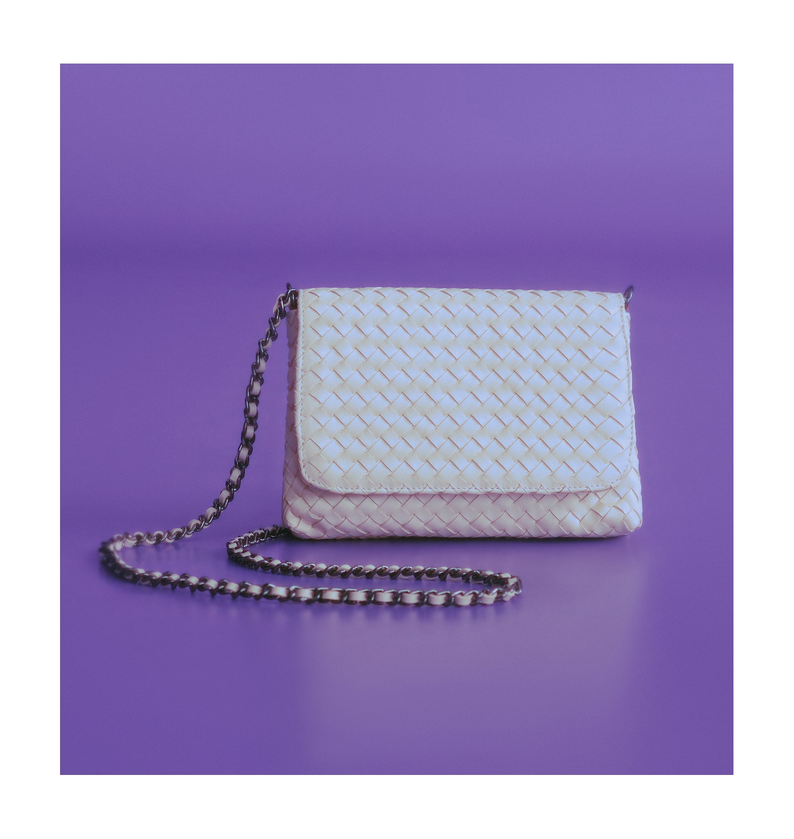 Bolsa Transversal Tressê Couro Off White