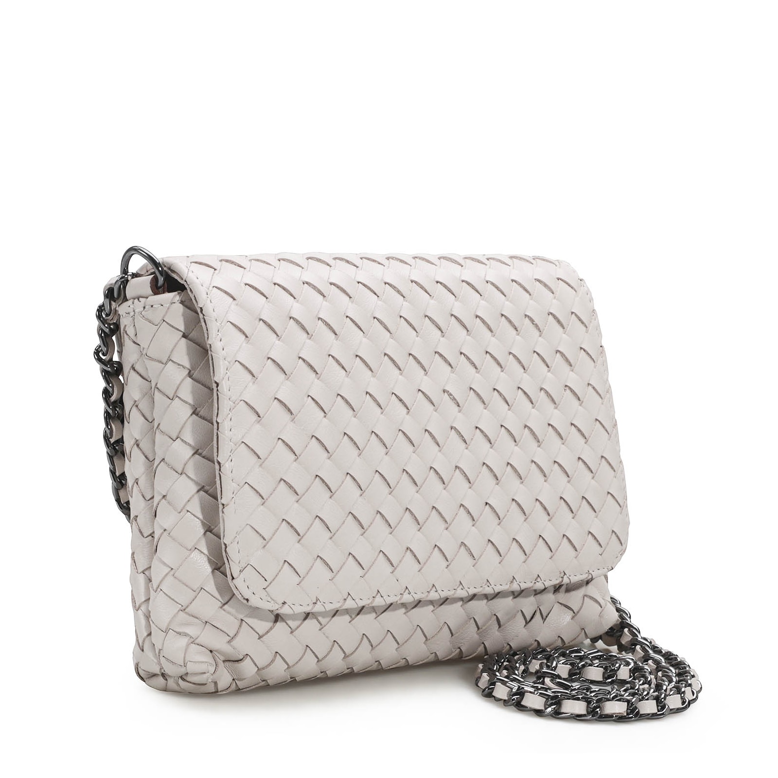 Bolsa Transversal Tressê Couro Off White