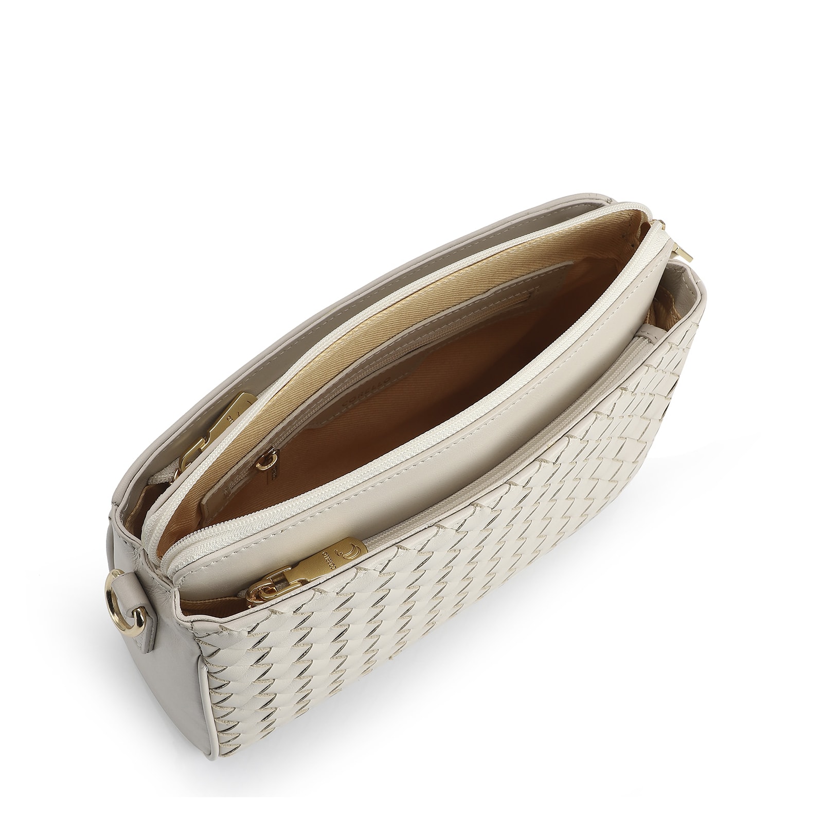 Bolsa Transversal Tressê Couro Off White