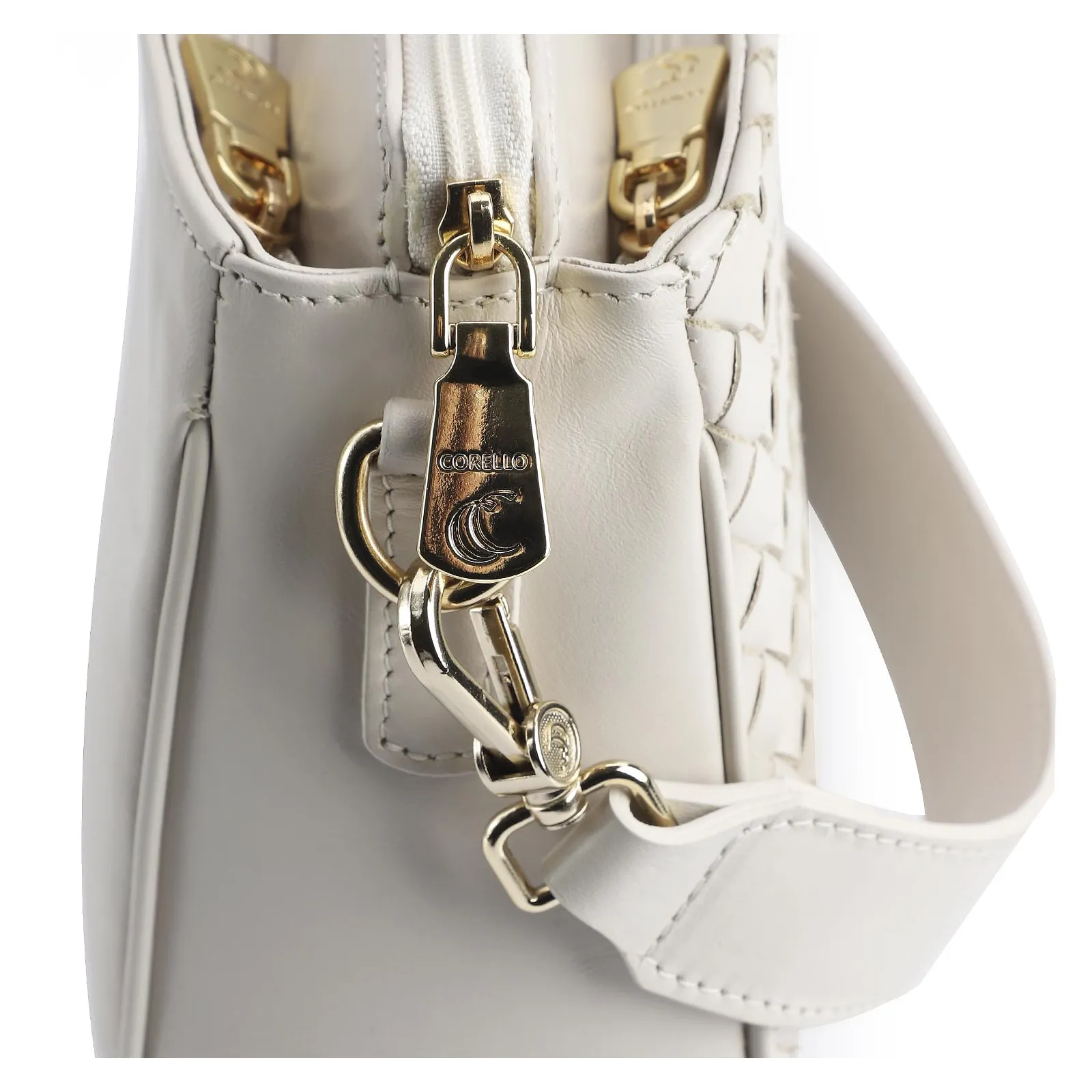 Bolsa Transversal Tressê Couro Off White