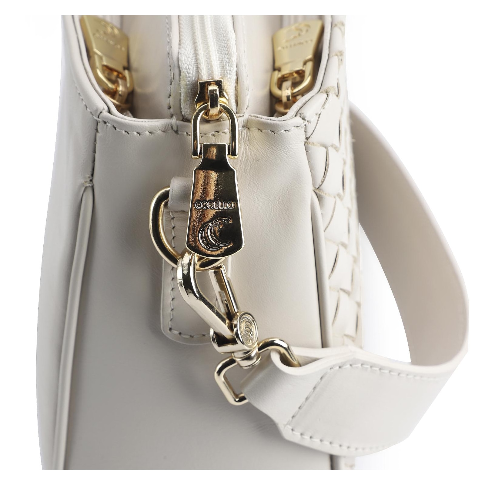 Bolsa Transversal Tressê Couro Off White