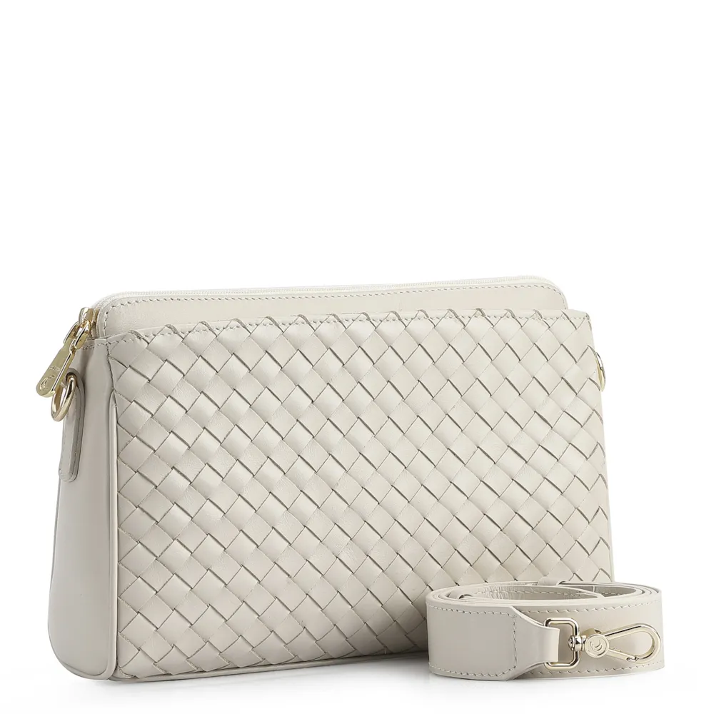 Bolsa Transversal Tressê Couro Off White - imagem 2