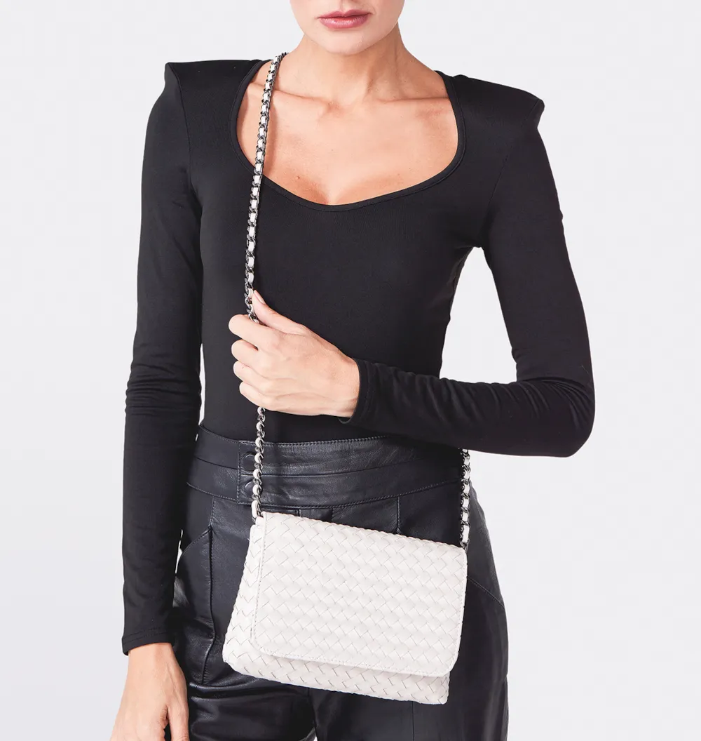 Bolsa Transversal Tressê Couro Off White - imagem 2