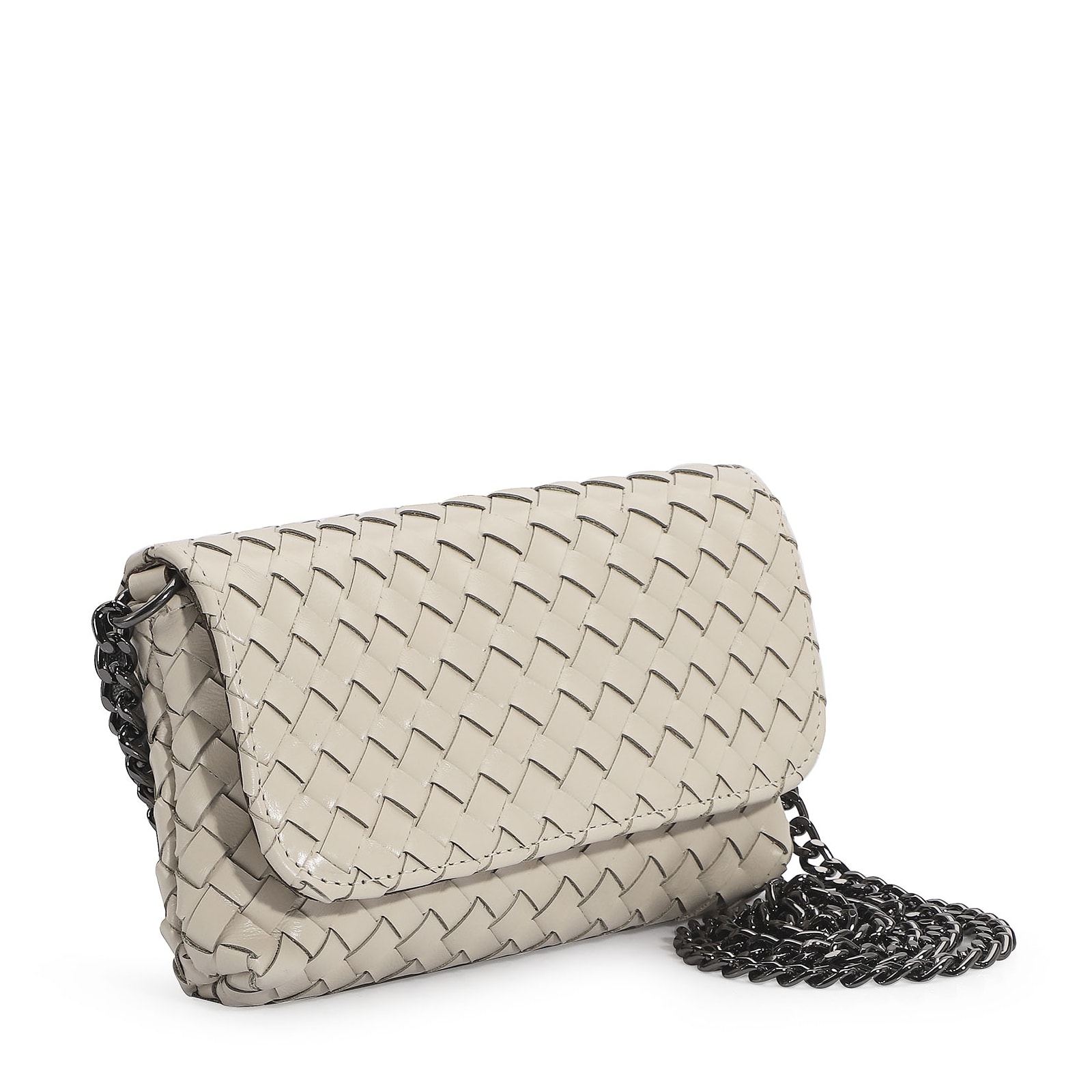 Bolsa Transversal Tressê Couro Off White